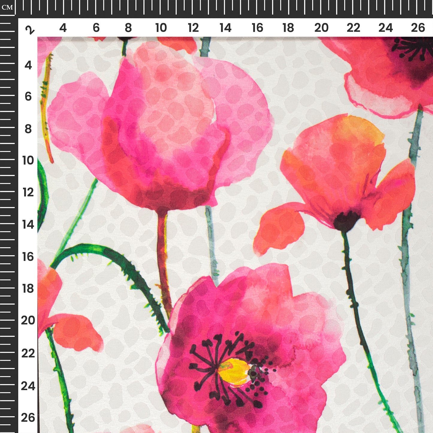 Magenta Floral Digital Print Dobby Satin Fabric