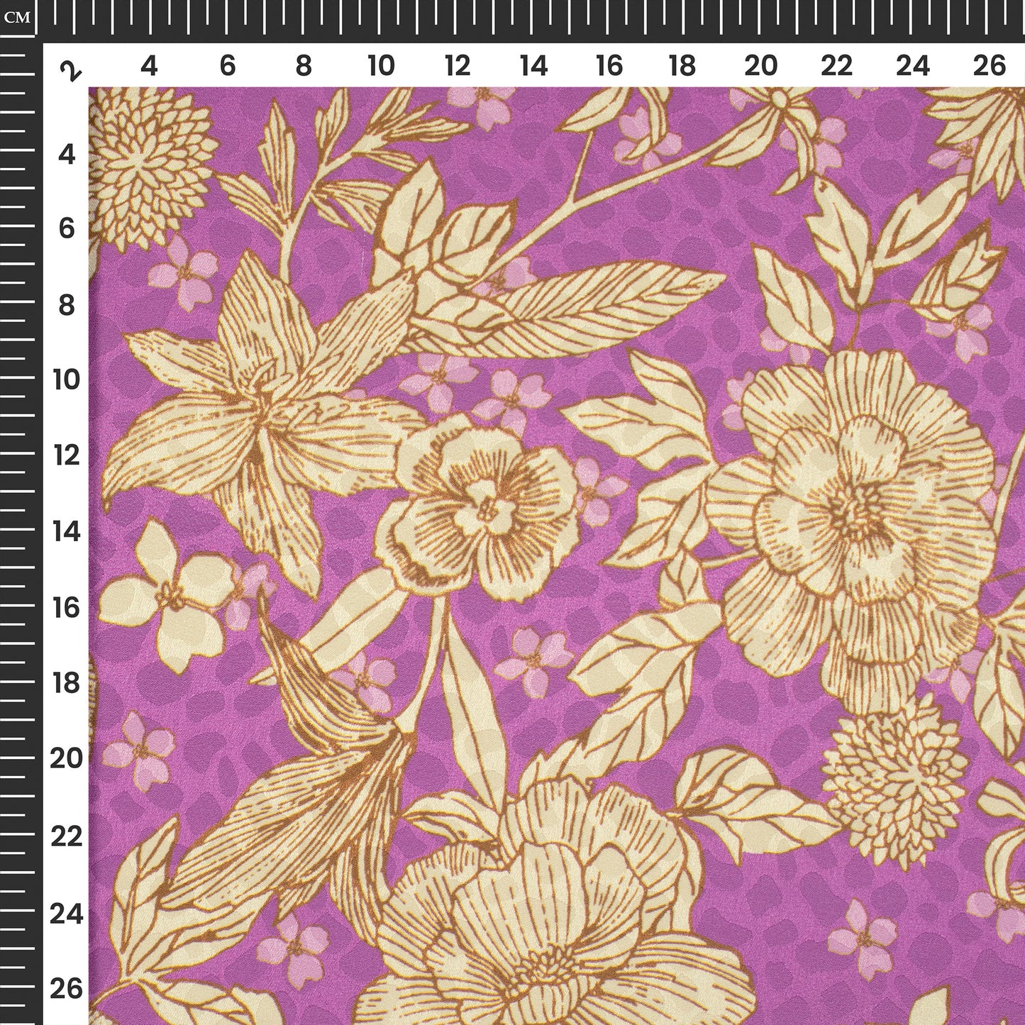 Vintage Floral Digital Print Dobby Satin Fabric