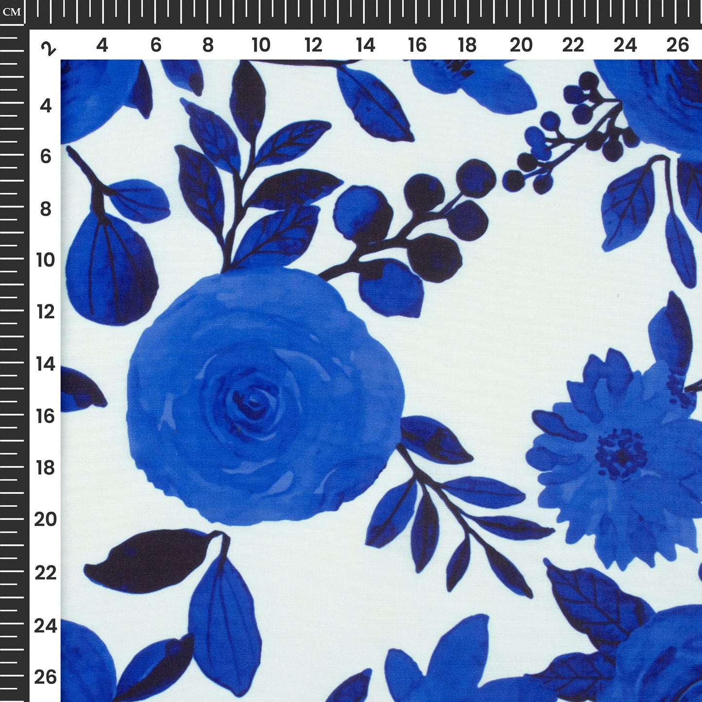 Beautiful Neavy Blue Floral Digital Print Muslin Fabric