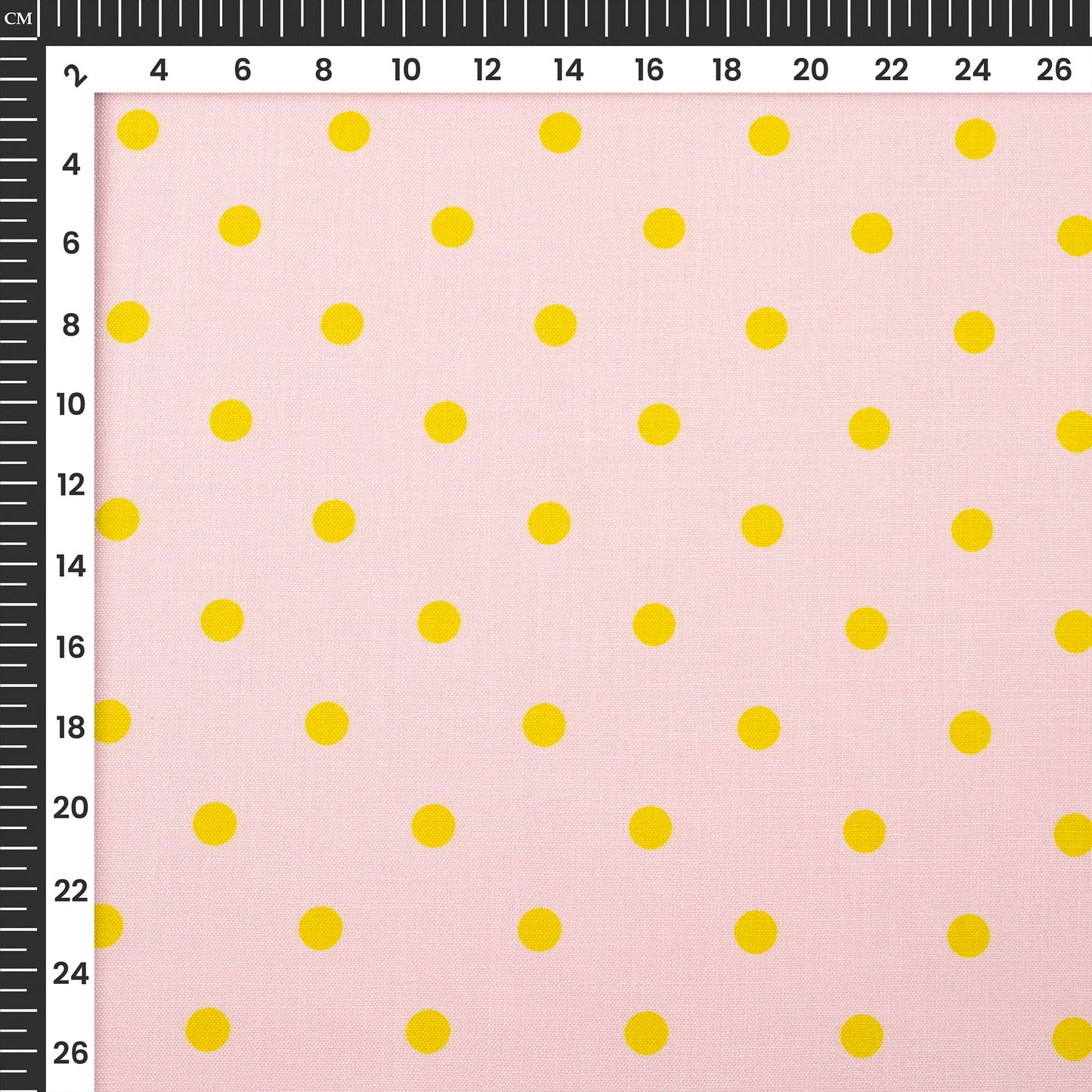 New Baby Pink Polka Dots Digital Print Poly Linen Slub Fabric