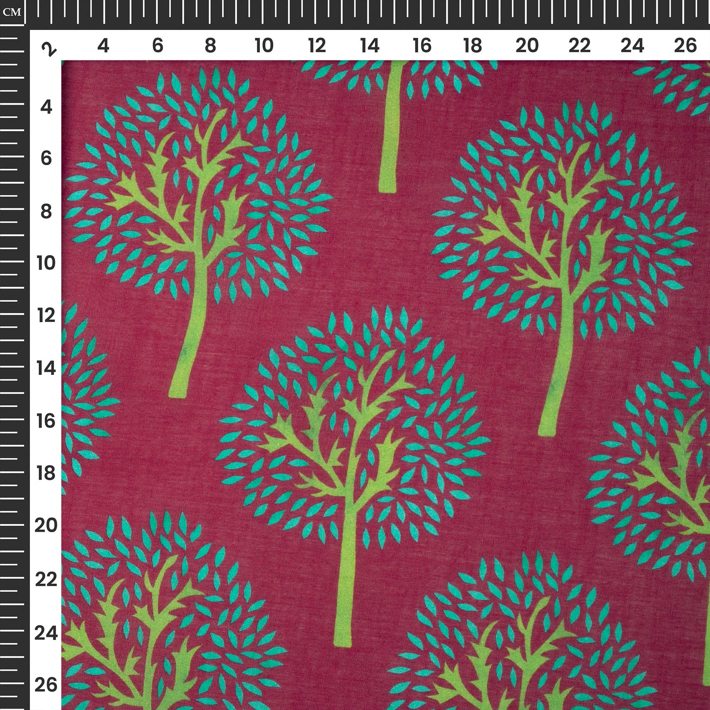 Bright Maroon Floral Digital Print Cotton Mulmul Fabric