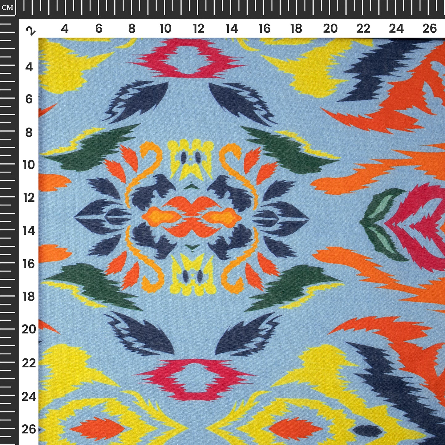 Multi Color Ikat Digital Print Cotton Mulmul Fabric