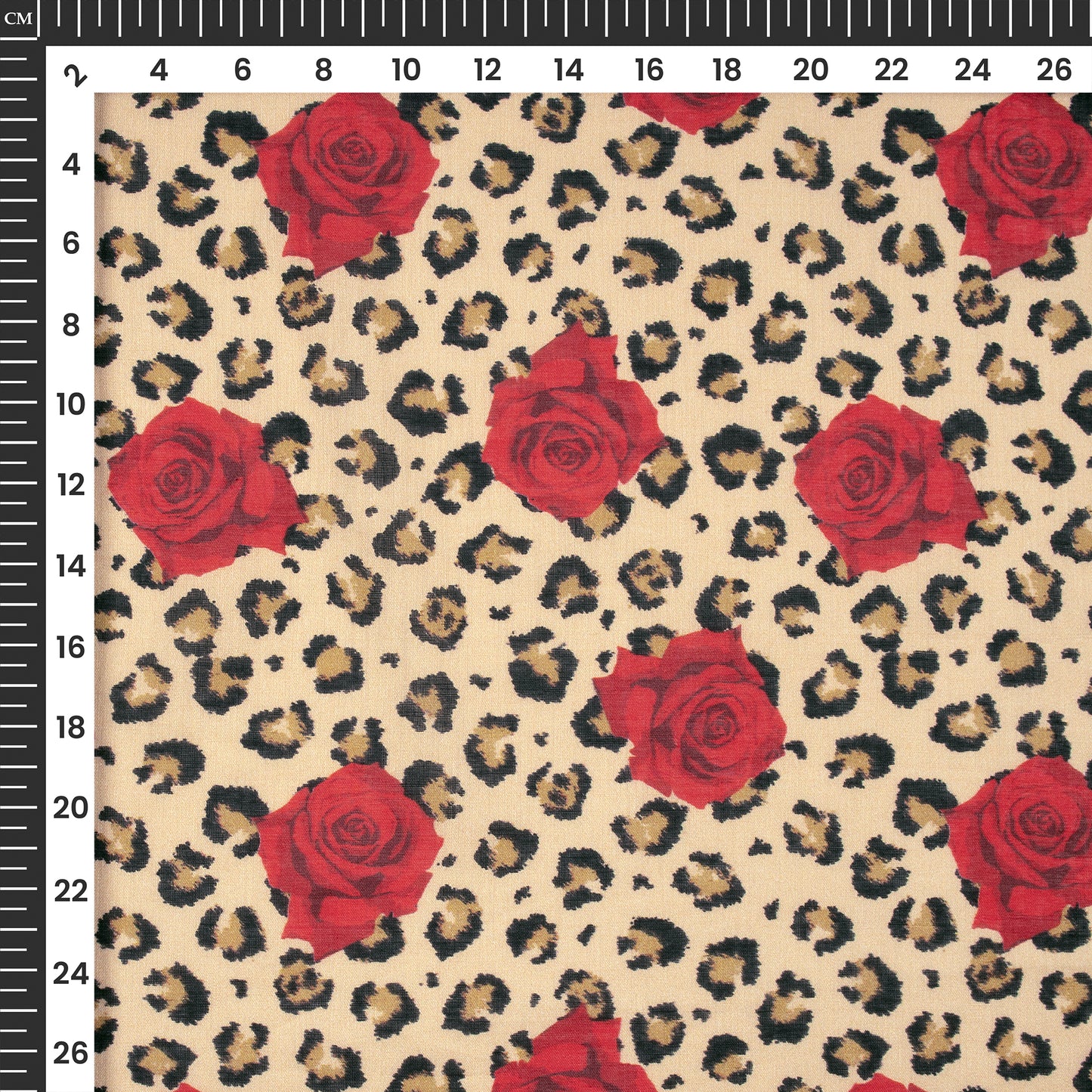 Rose Red Floral Digital Print Cotton Mulmul Fabric