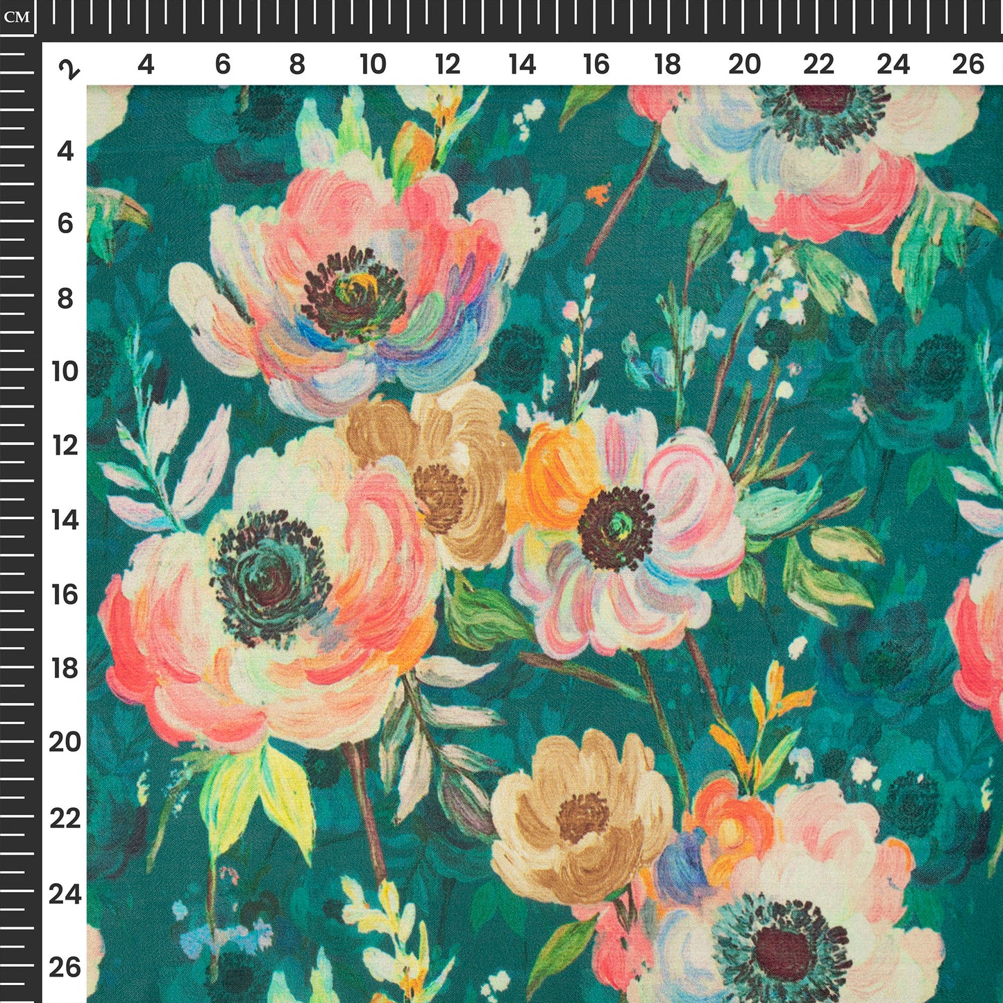 Crimson Red Floral Digital Print Georgette Satin Fabric