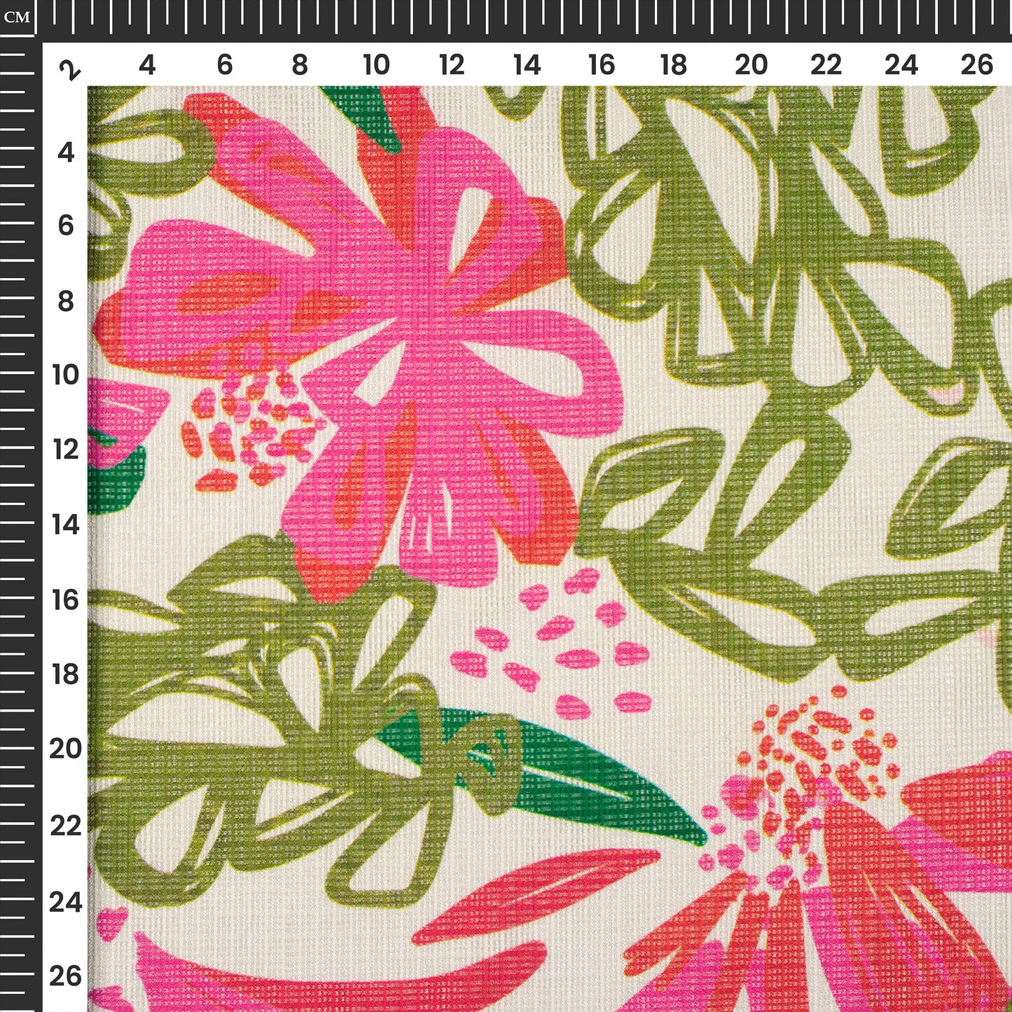 Bright Pink Floral Design Digital Print Kota Doria Fabric