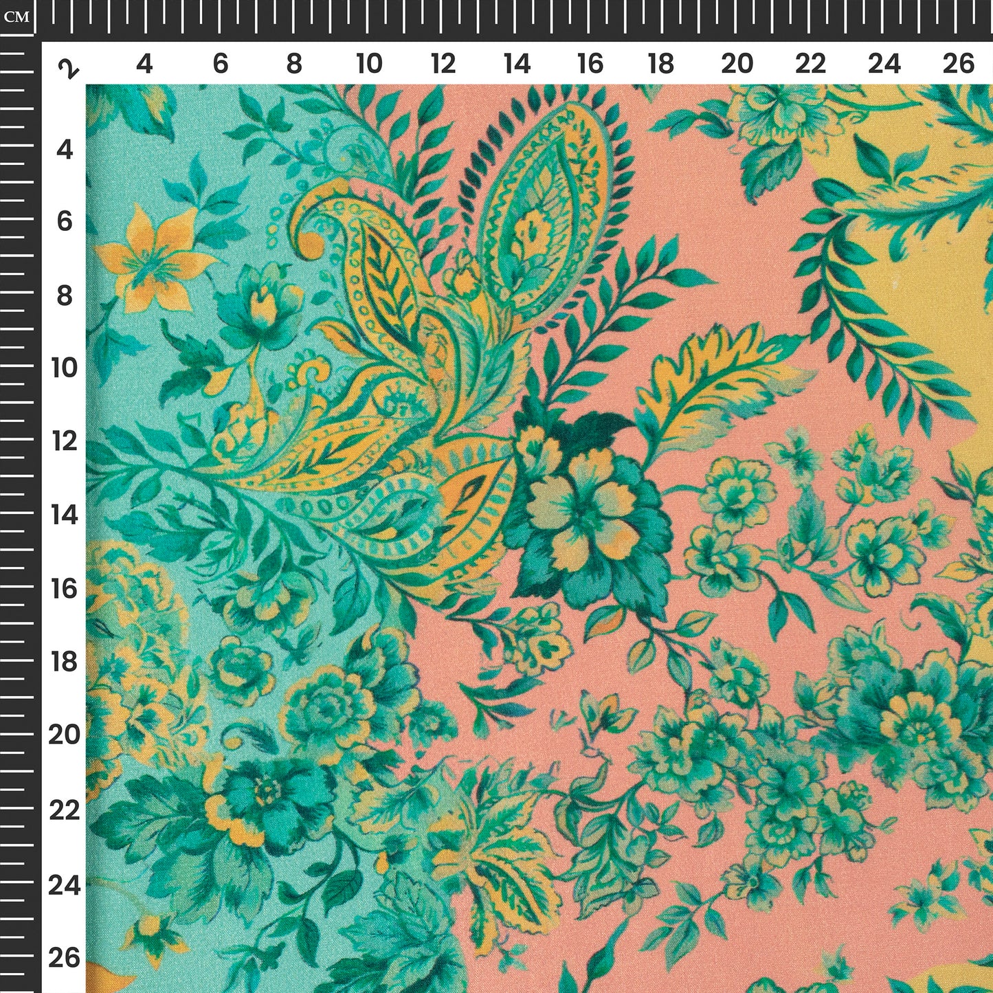 Golden Brown Floral Pattern Digital Print Viscose Uppada Silk Fabric