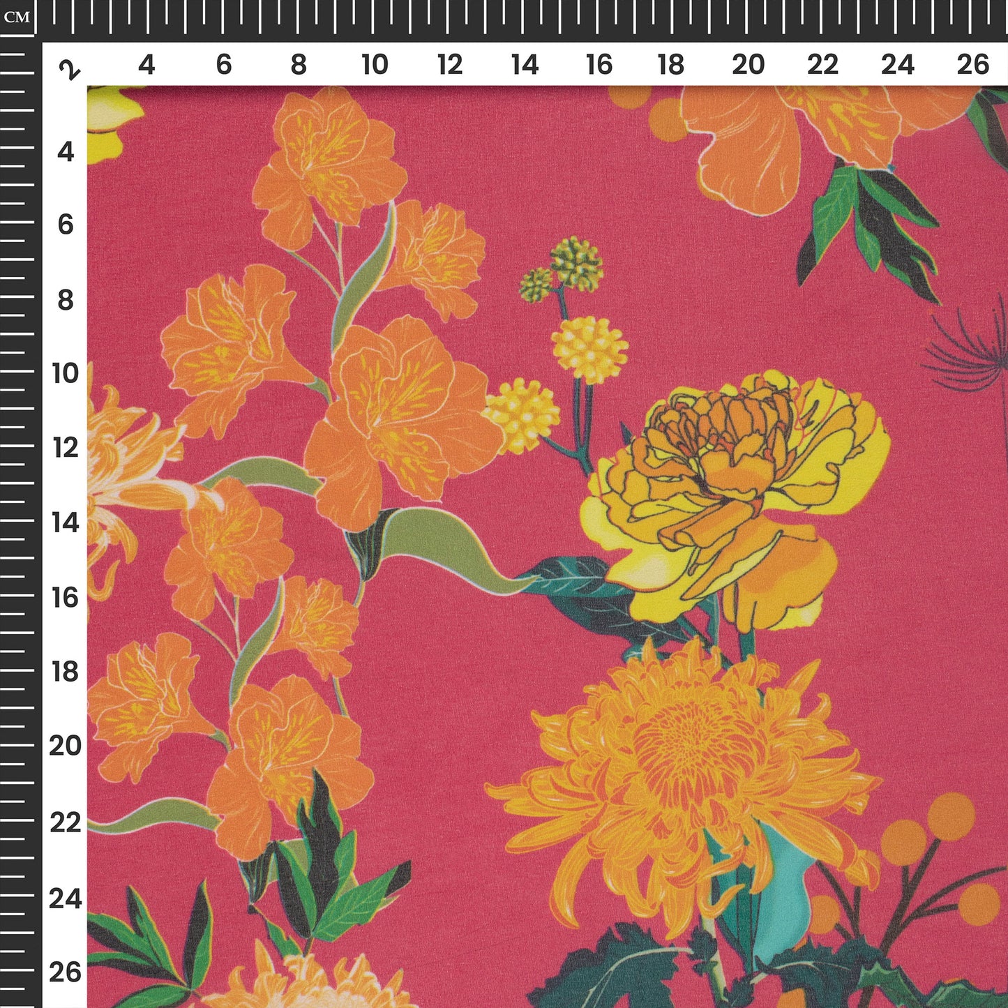Cherry Red Floral Digital Print Lightweight Georgette Fabric
