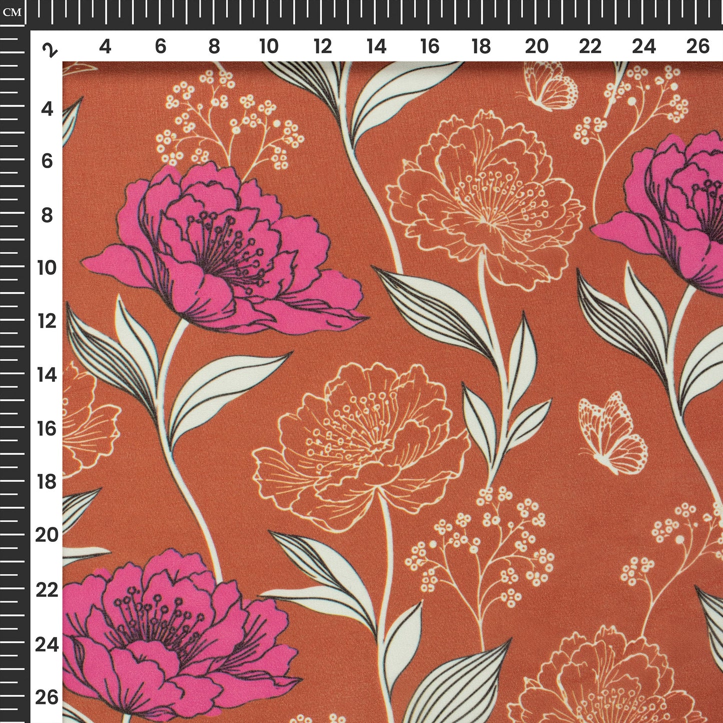Saddle Brown Floral Digital Print Lightweight Georgette Fabric
