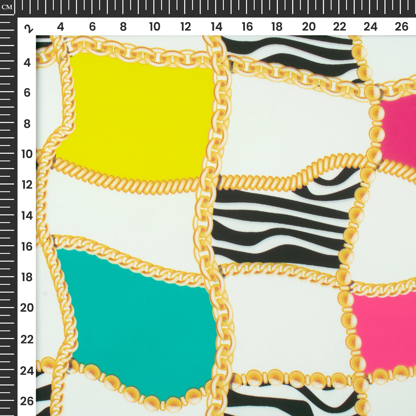 2026 Trending Wave Block Digital Print Imported Satin Fabric