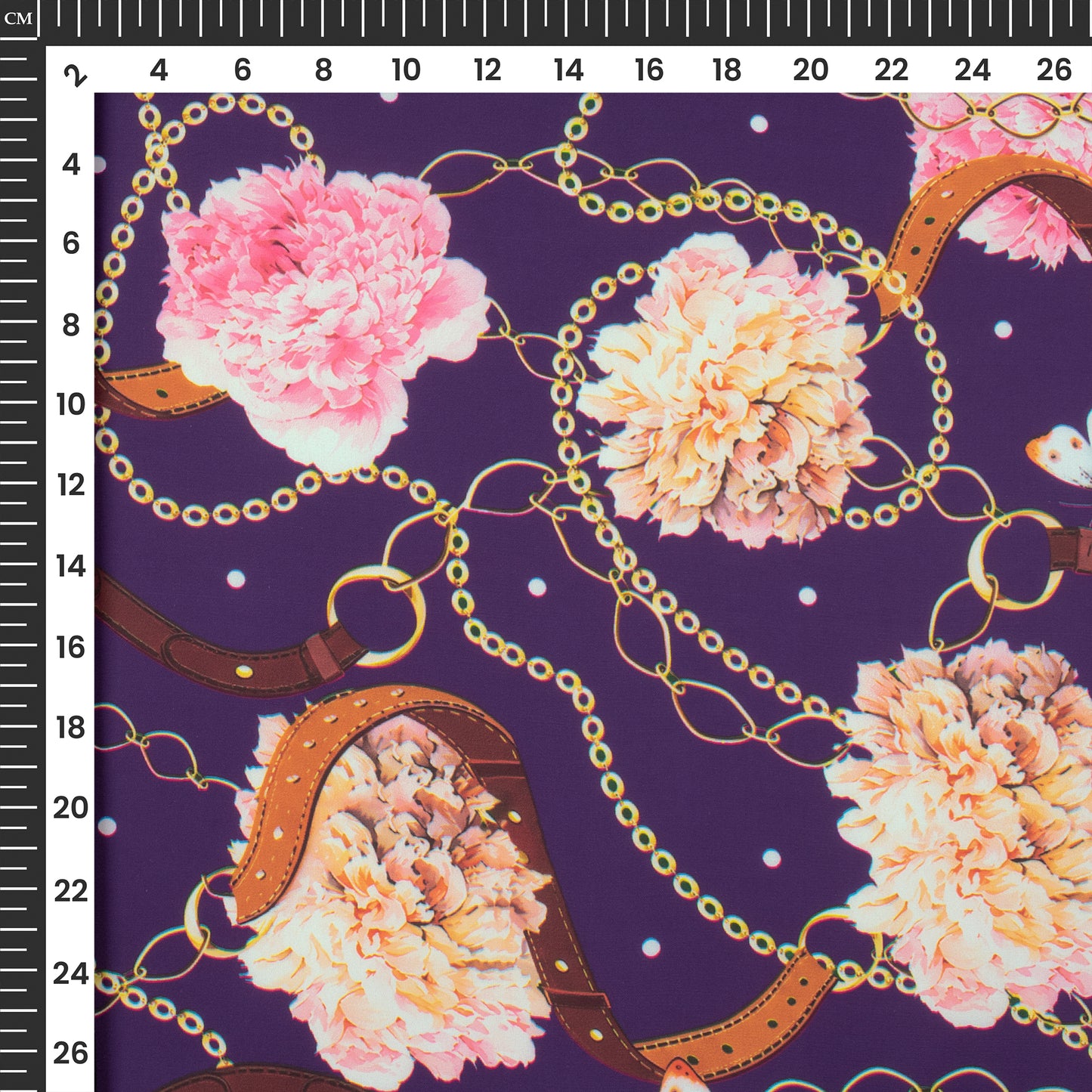 2027 In-Demand Floral Chain Digital Print Imported Satin Fabric