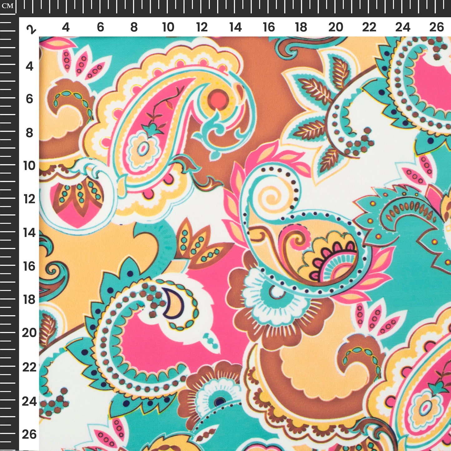 Electric Blue Paisley Digital Print Imported Satin Fabric
