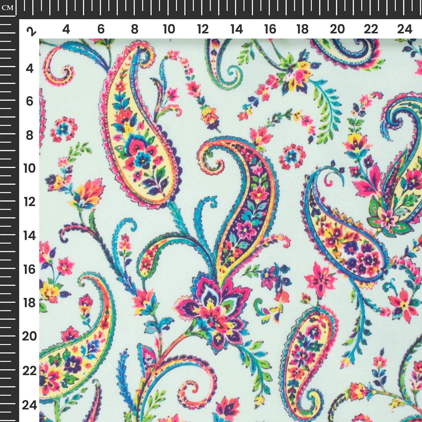 Multi-Color Paisley Digital Print Imported Satin Fabric