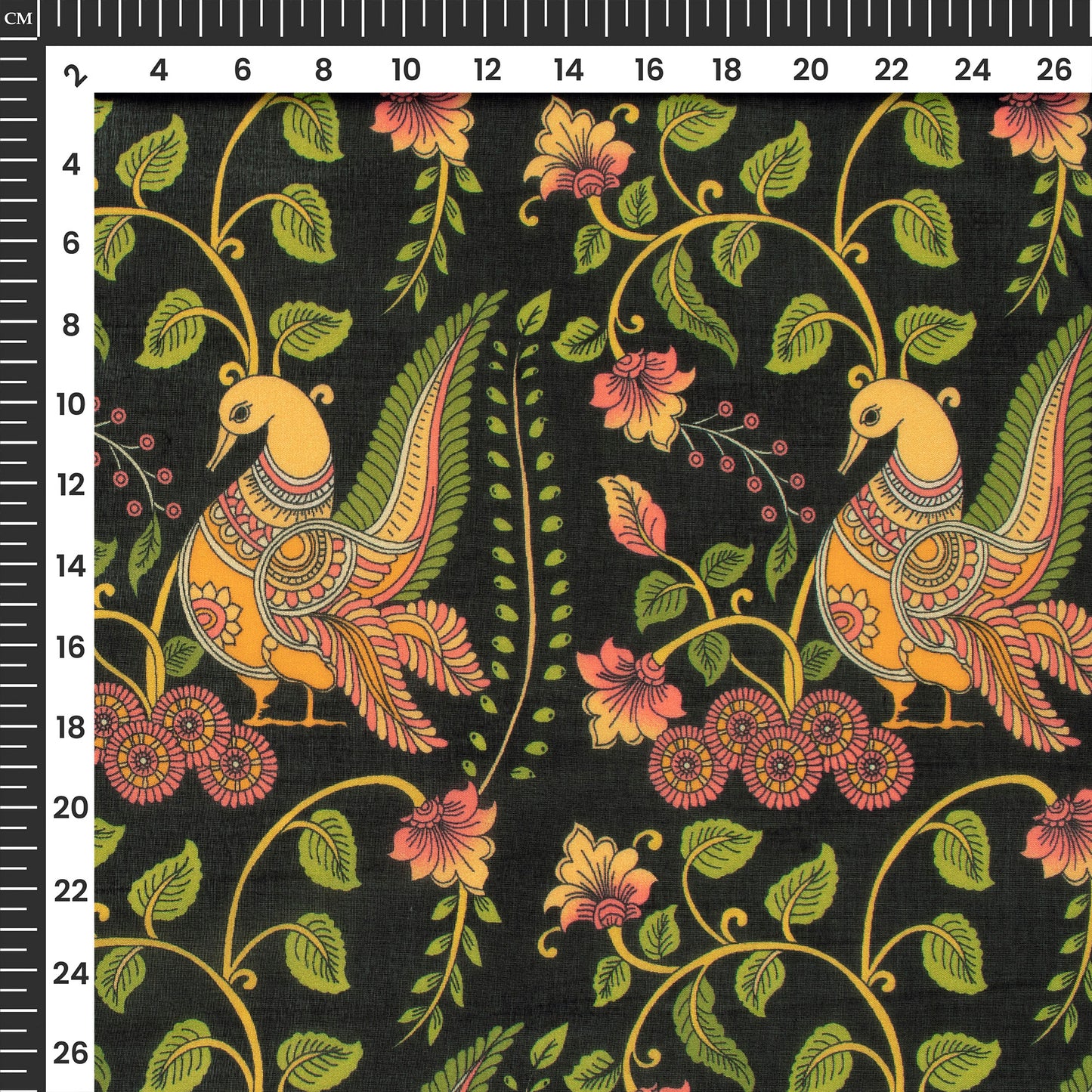 Luxury Bloom Kalamkari Inspire Digital Print Pure Organza Fabric