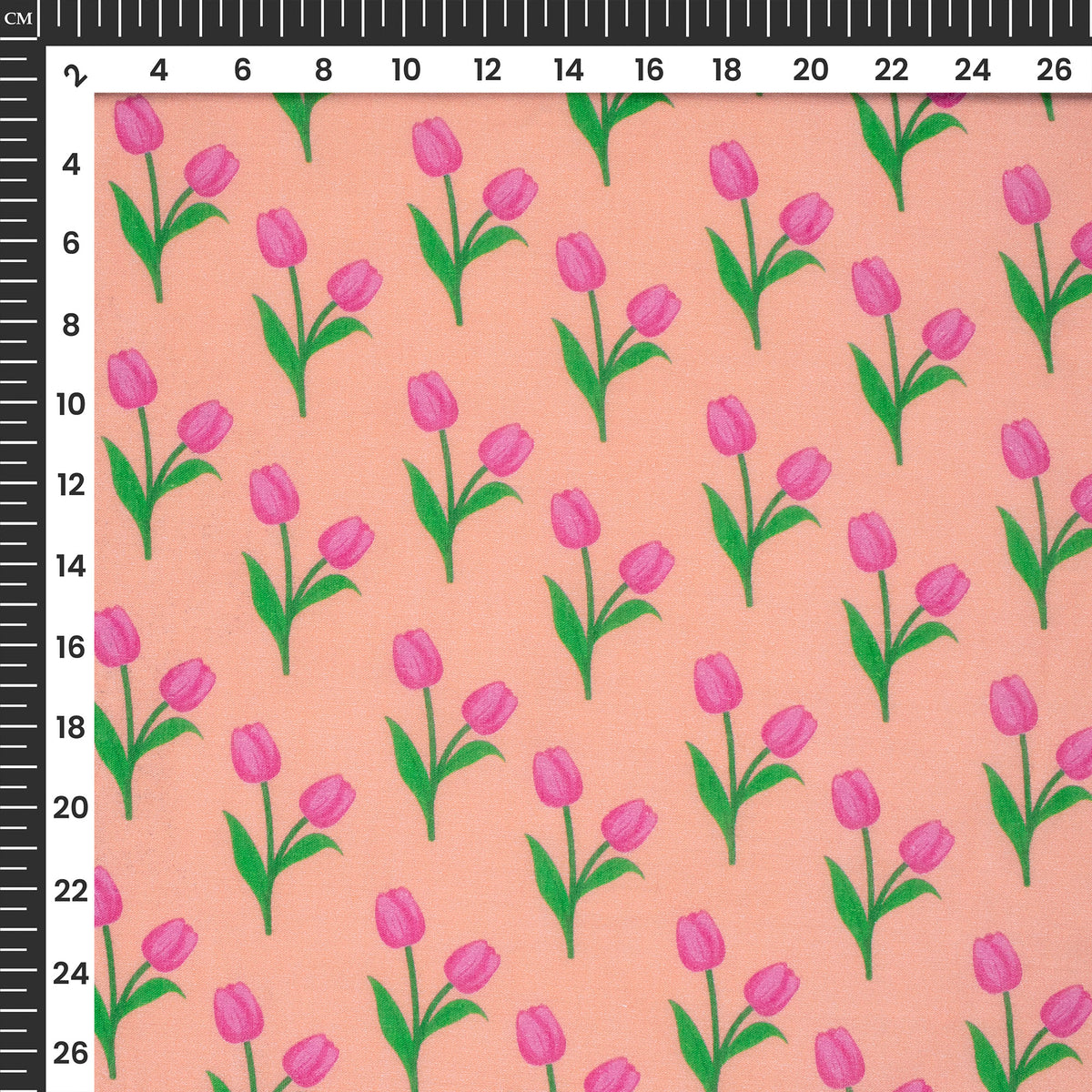 Peach Pink Floral Digital Print Cotton Mulmul Fabric