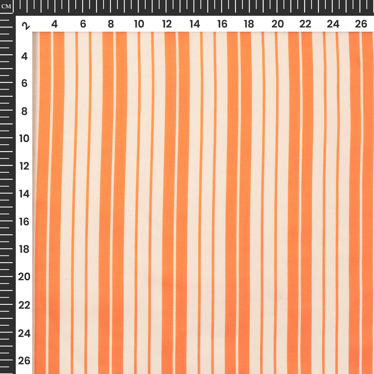 Orange and White Luxe Stripes Digital Print Poly Glazed Cotton Fabric