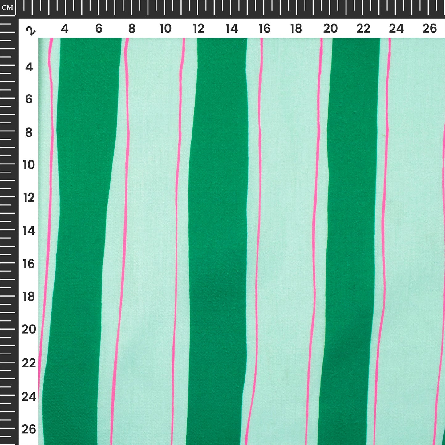 Green Wavy Stripes Digital Print Poly Glazed Cotton Fabric