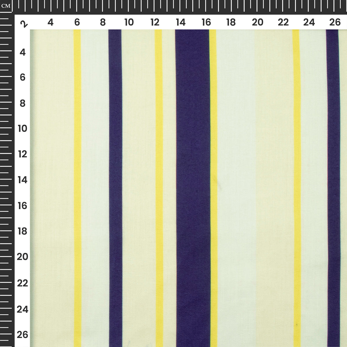 Blue And Yellow Stylish Stripes Digital Print Poly Glazed Cotton Fabric