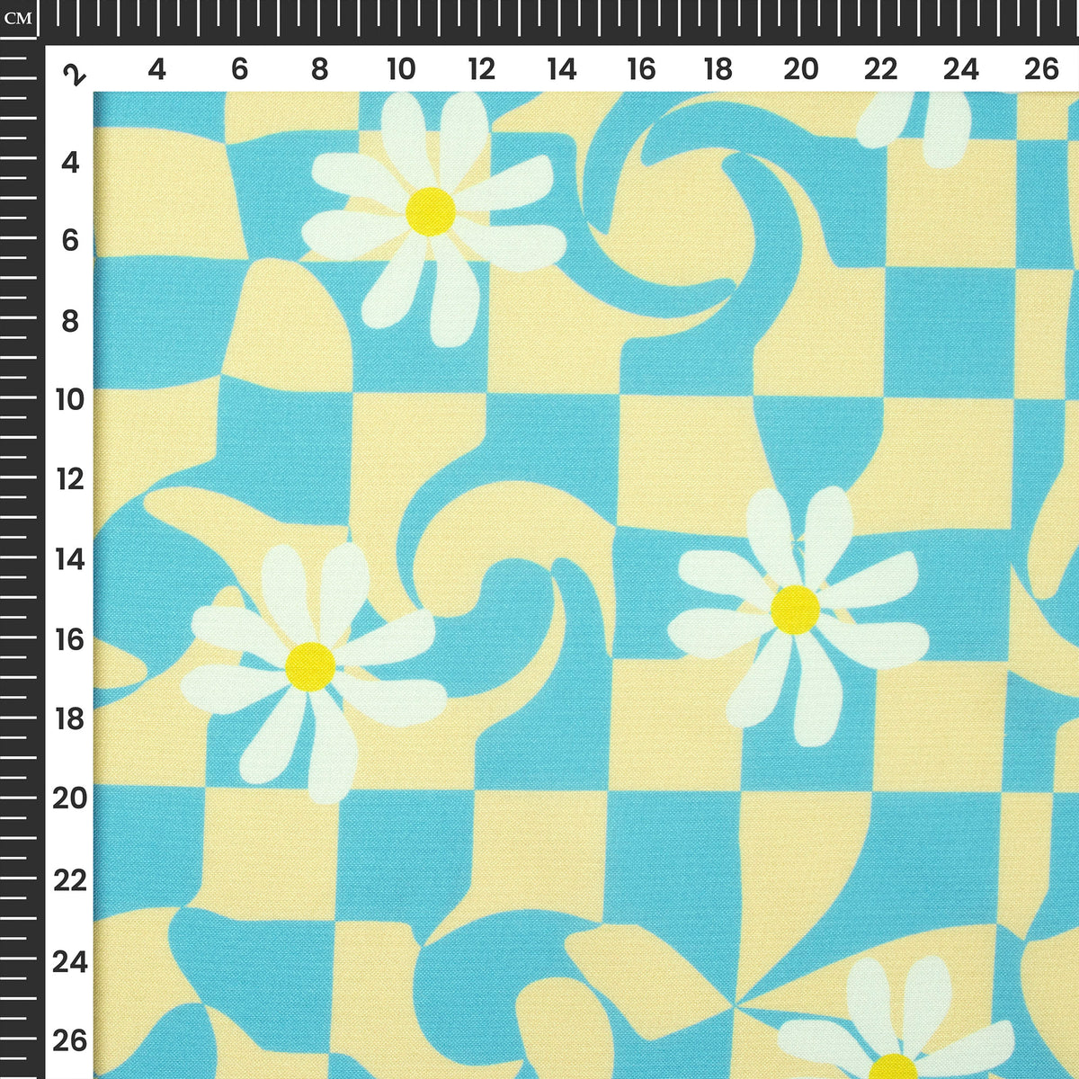 Sky Blue Floral Digital Print Rayon Fabric
