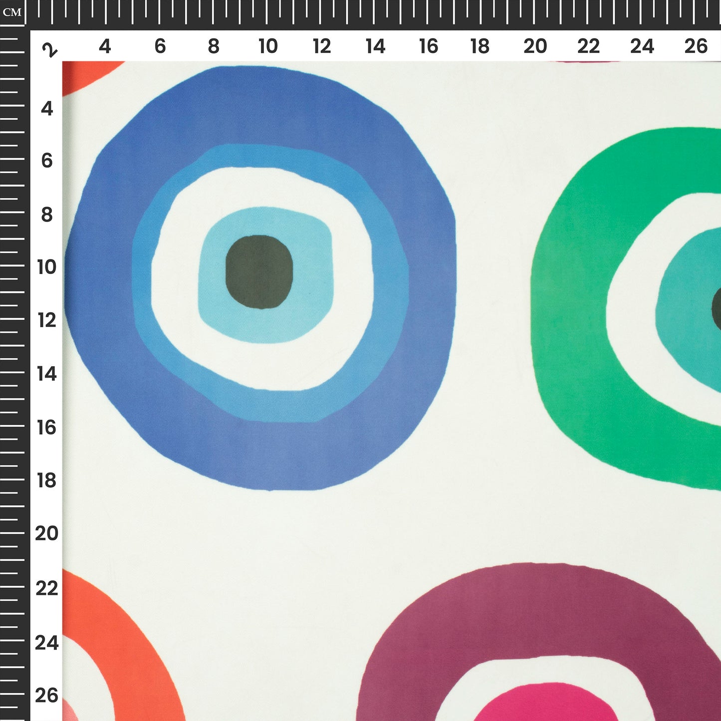 Eye-Catching Color Pop Circle Craze Digital Print Imported Satin Fabric
