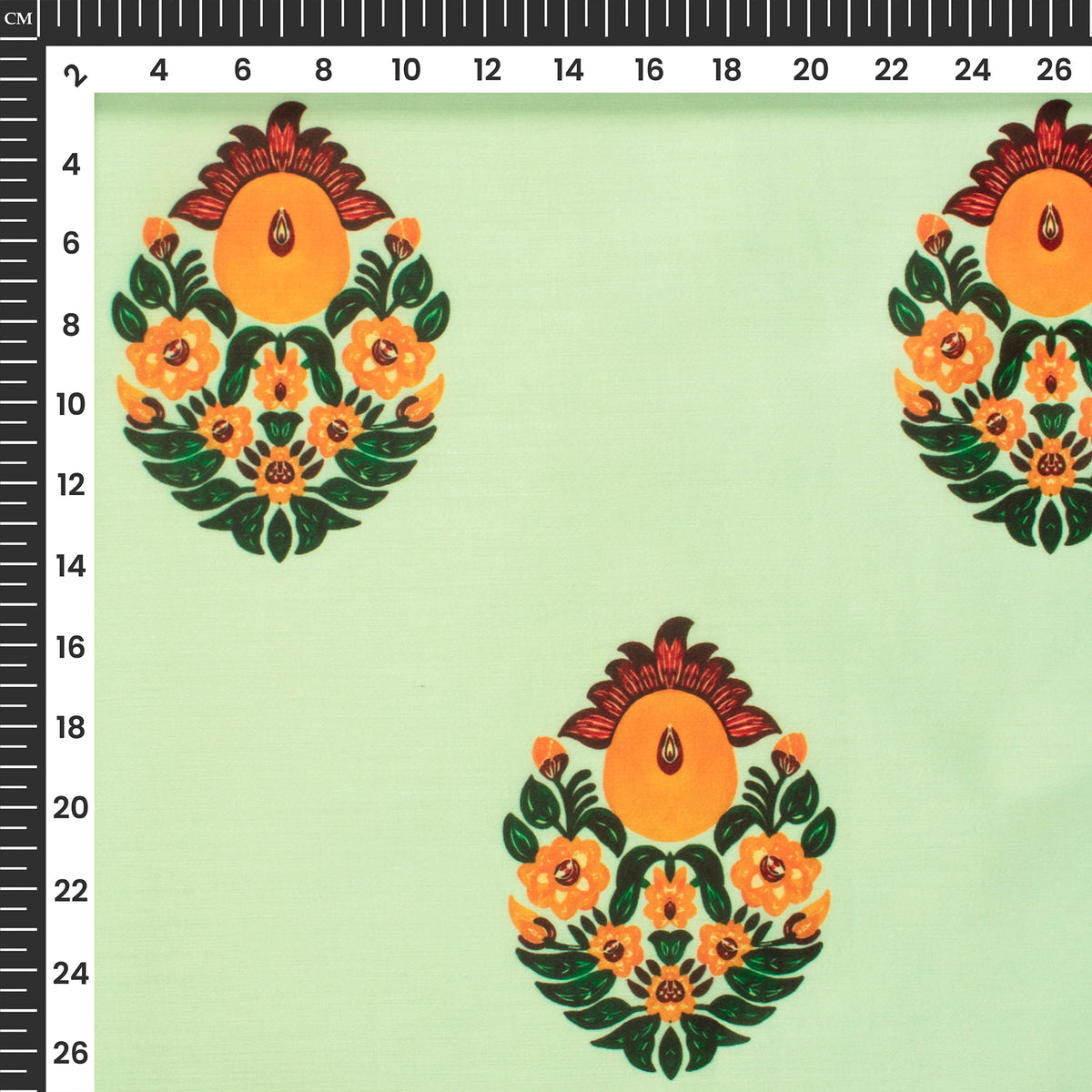 Dark Green Floral Digital Print Poly Glazed Cotton Fabric