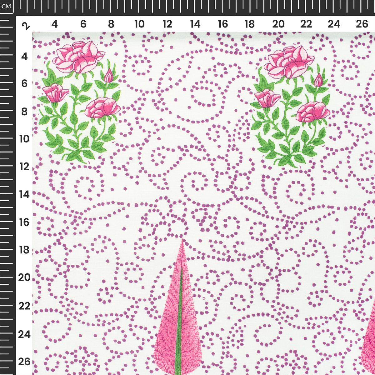Bright Pink Floral Digital Print Poly Glazed Cotton Fabric