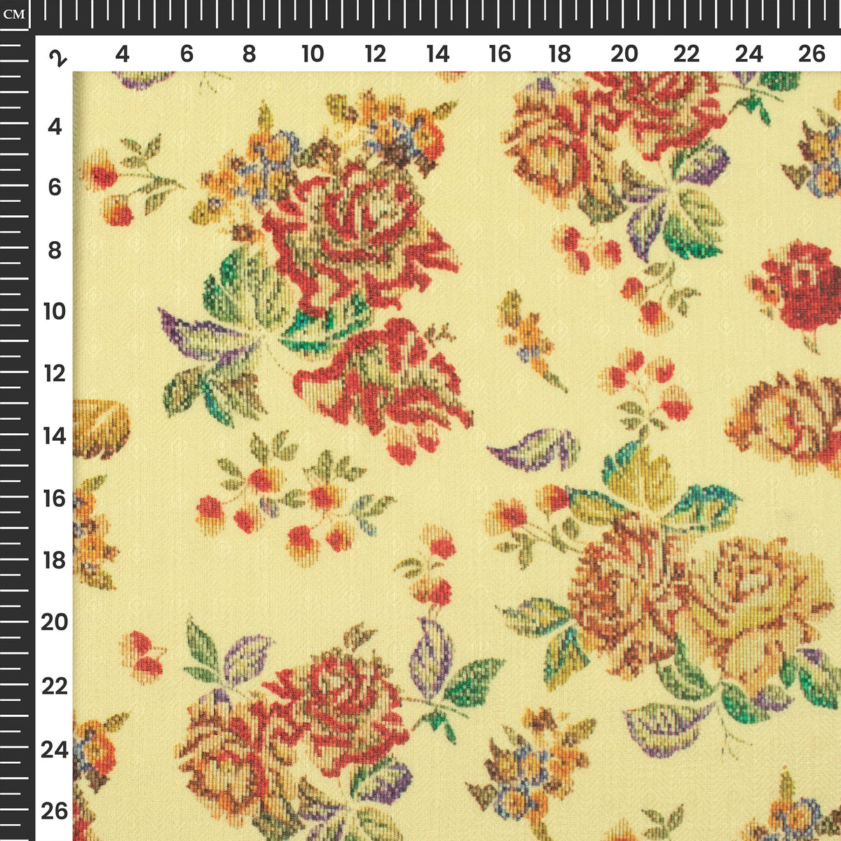 Cherry Red Floral Digital Print Elegant Blend Pashmina Fabric