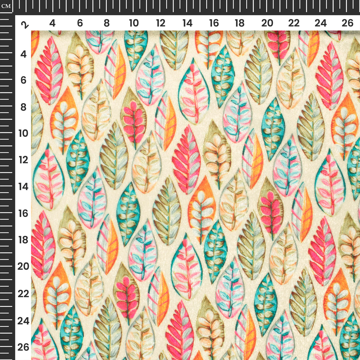 Multi-Color Leaf Digital Print Premium Velvet Fabric