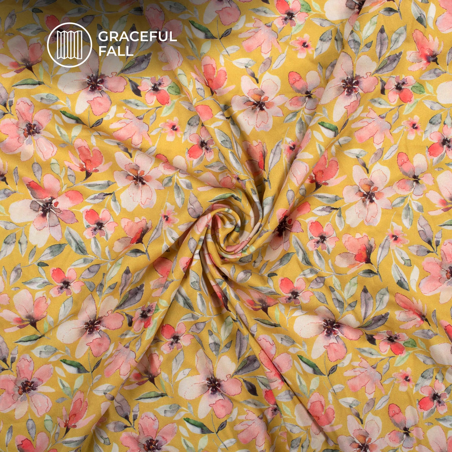 Blushing Floral Digital Print Butter Crepe Fabric