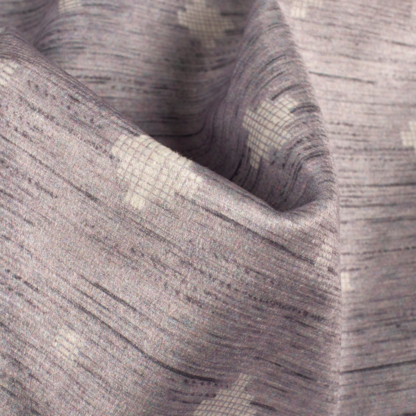Light Grey Geometric Pattern Digital Print Velvet Fabric (Width 58 inches)