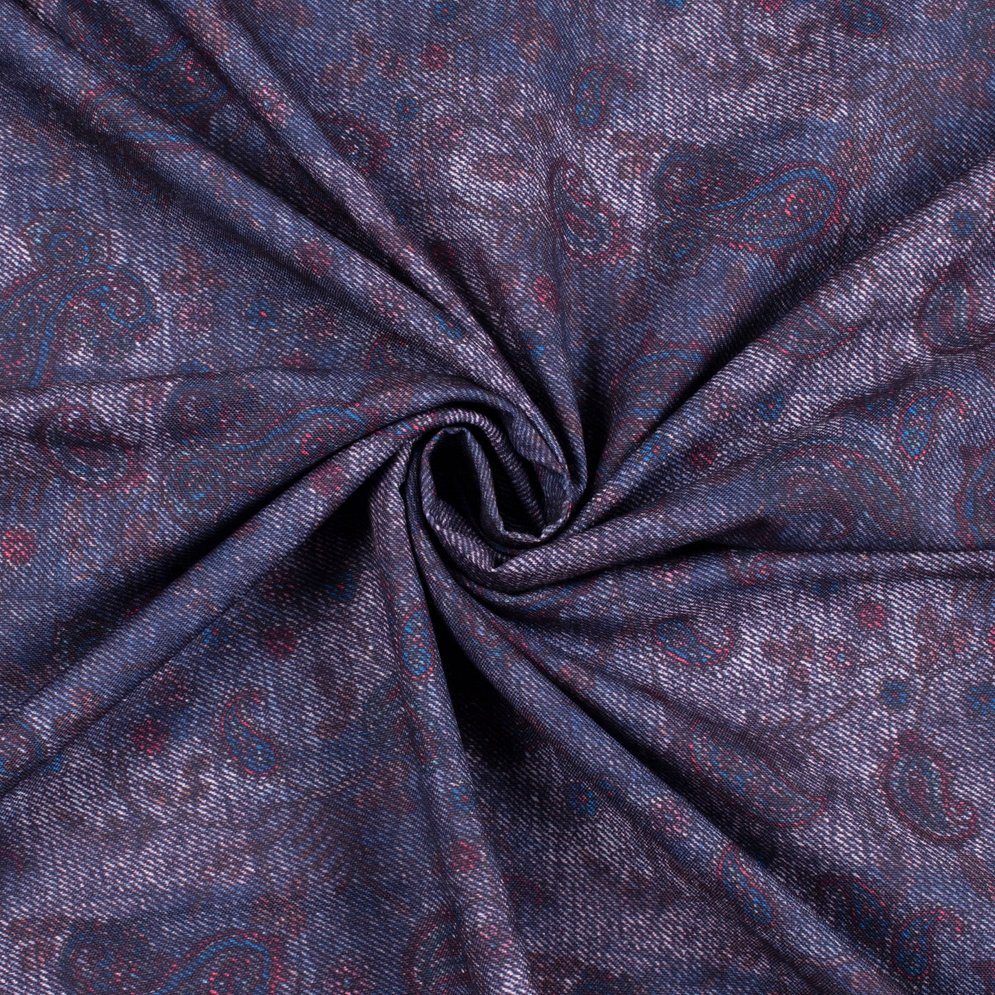 Yale Blue Deniim Pattern Digital Print Rayon Fabric