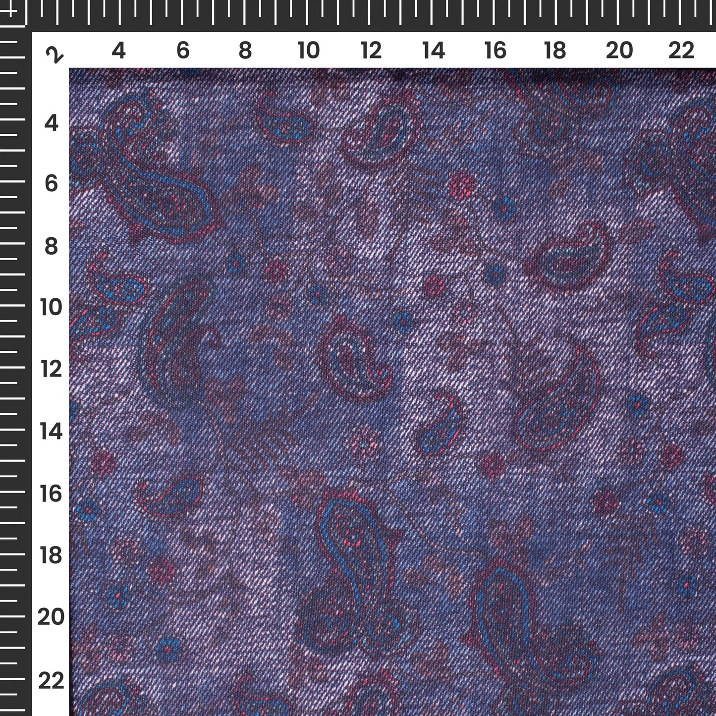 Yale Blue Deniim Pattern Digital Print Rayon Fabric