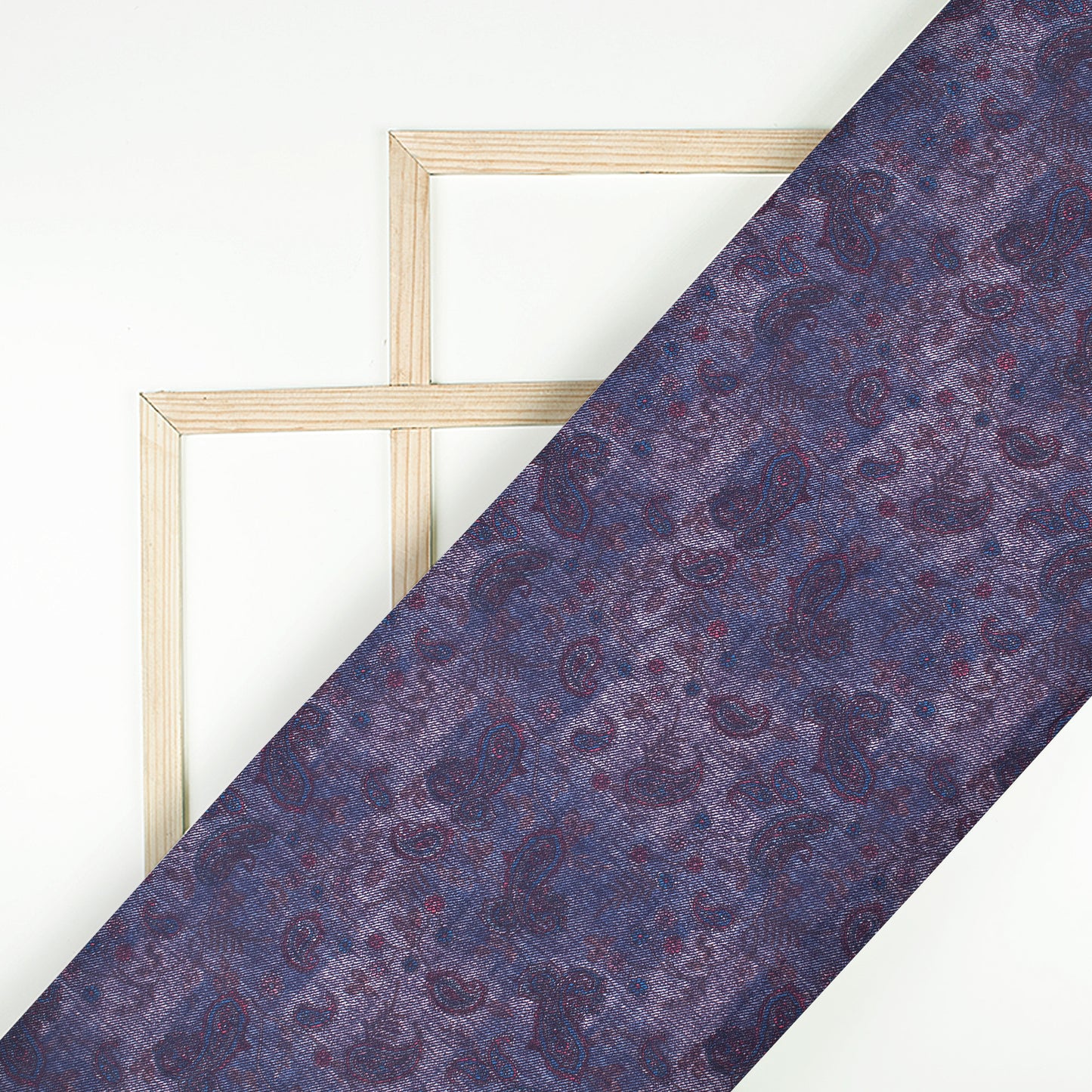 Yale Blue Deniim Pattern Digital Print Rayon Fabric