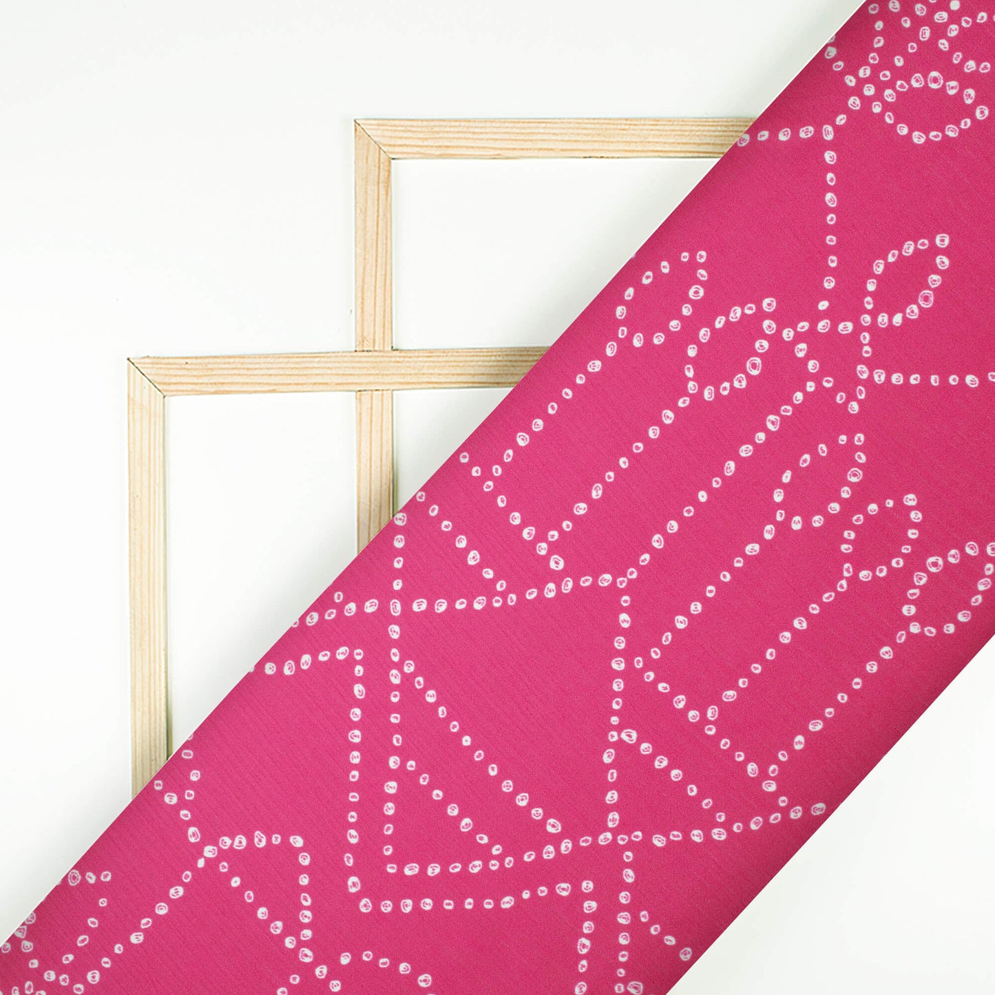 Magenta Pink And White Bandhanii Pattern Digital Print Chiffon Satin Fabric