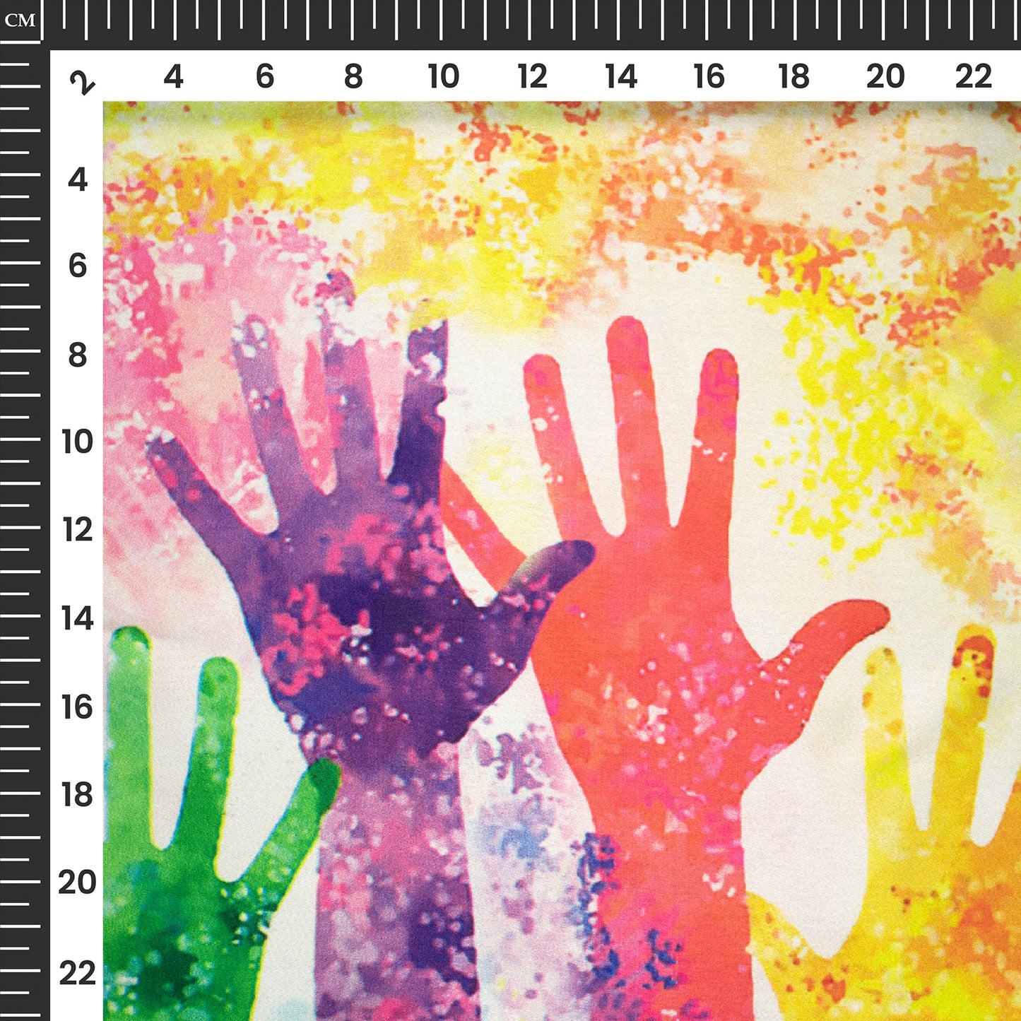 Multi-Color Holi Pattern Digital Print Japan Satin Fabric