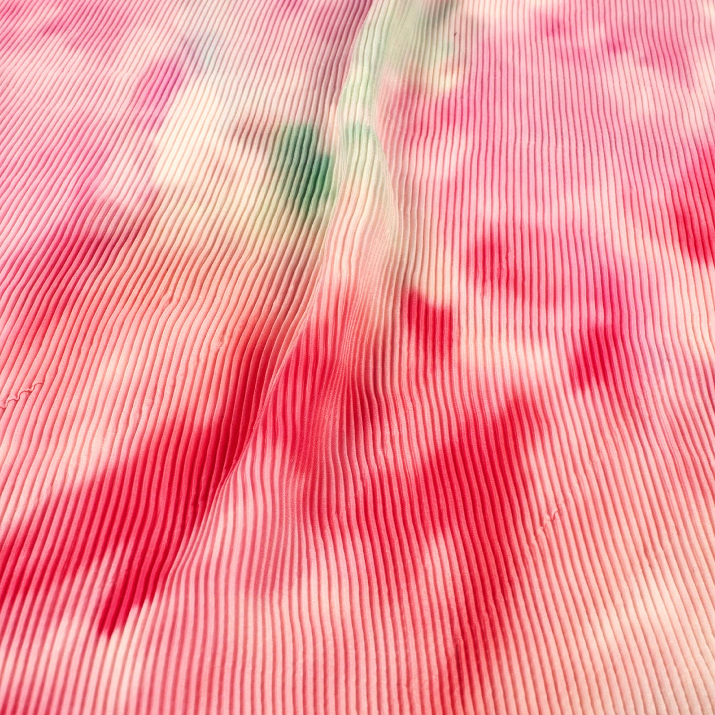 Pink Tye And Dye Pleated Imported Satin Fabric