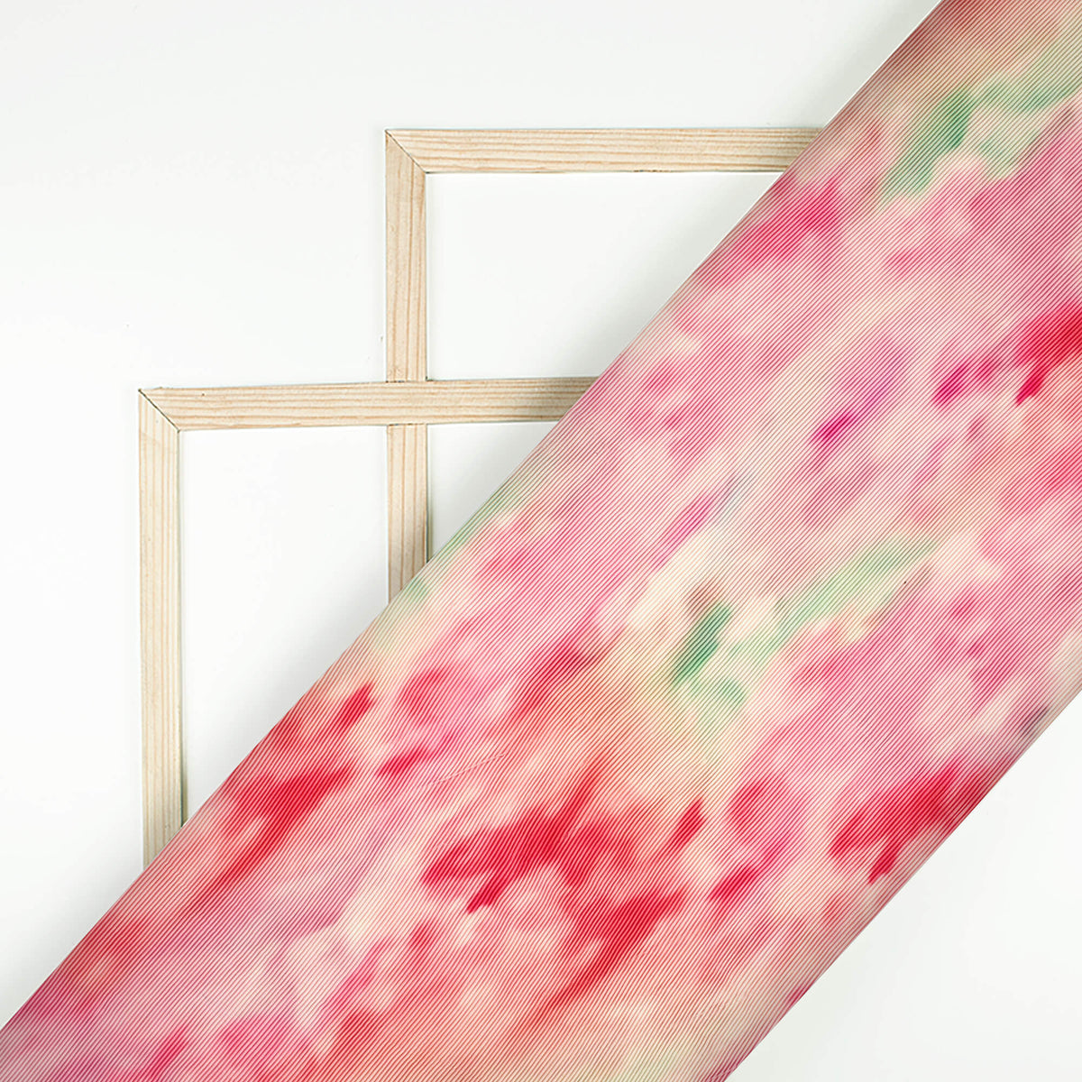 Pink Tye And Dye Pleated Imported Satin Fabric