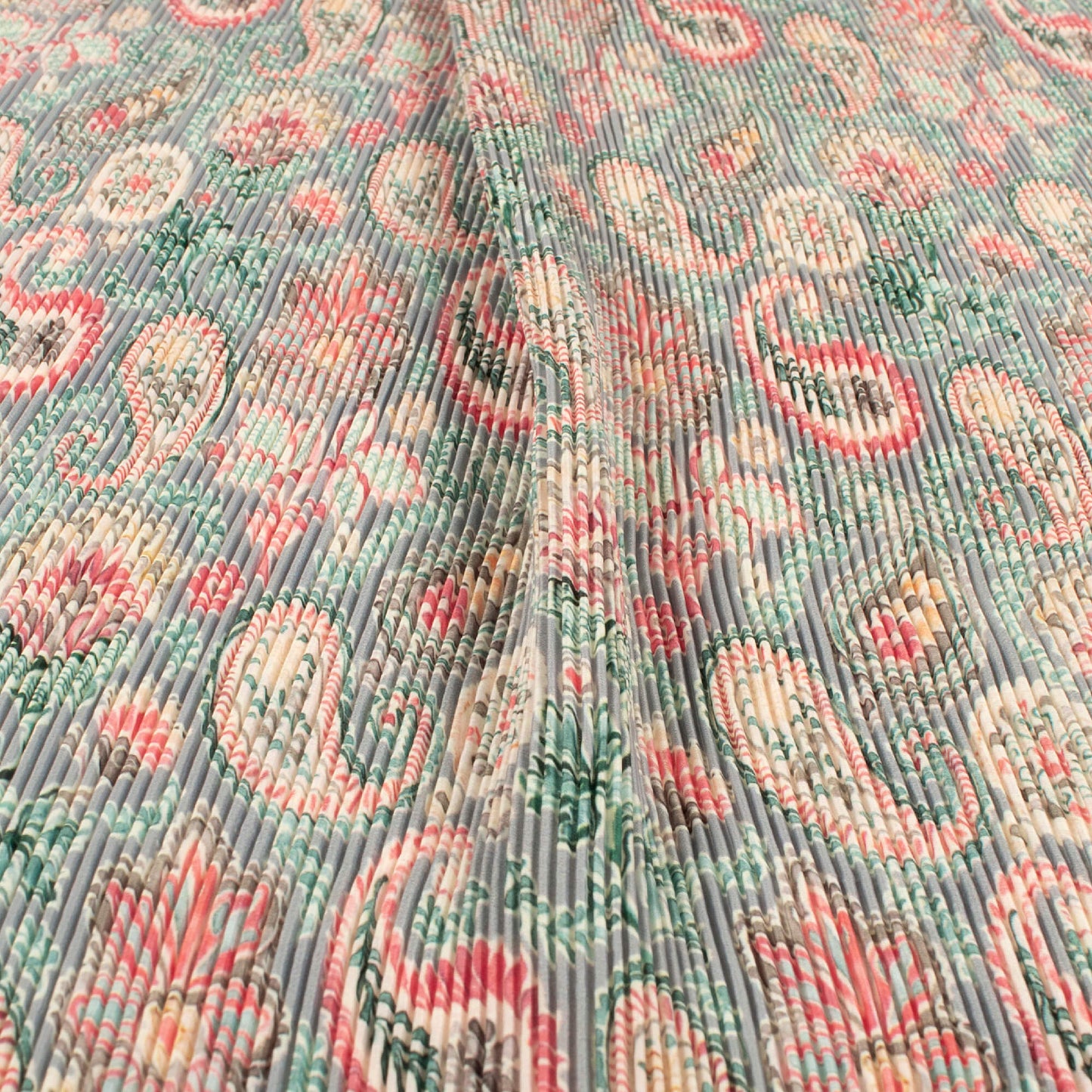 Vintage Paisley Pleated Imported Satin Fabric