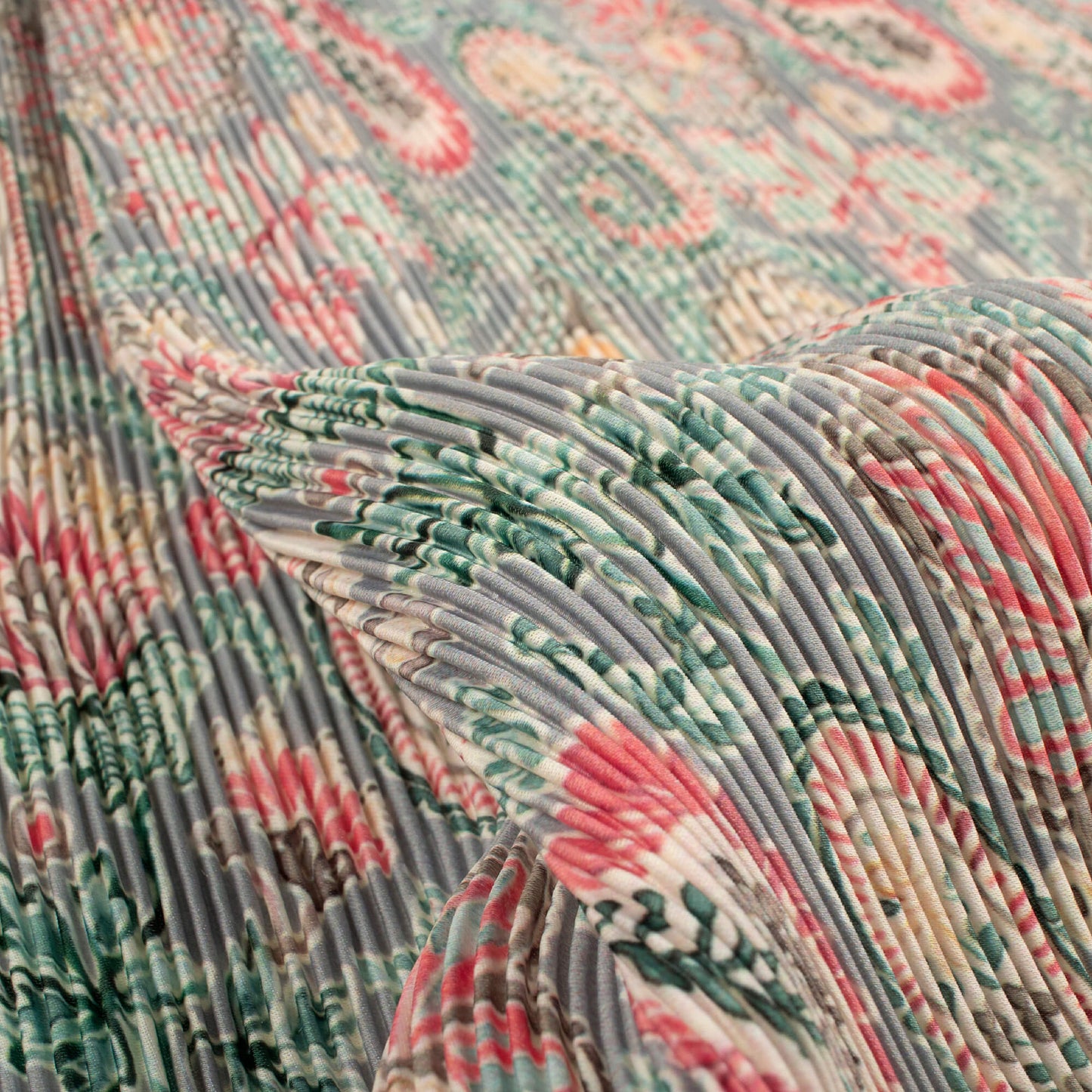 Vintage Paisley Pleated Imported Satin Fabric