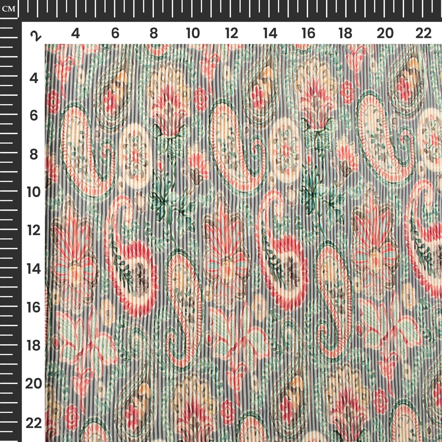 Vintage Paisley Pleated Imported Satin Fabric