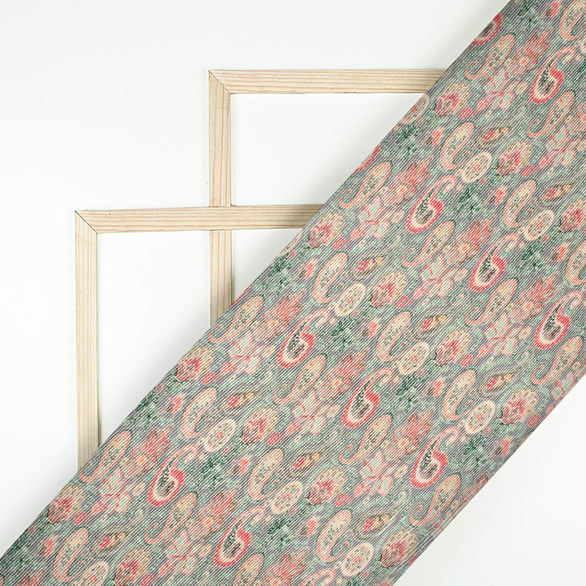 Vintage Paisley Pleated Imported Satin Fabric