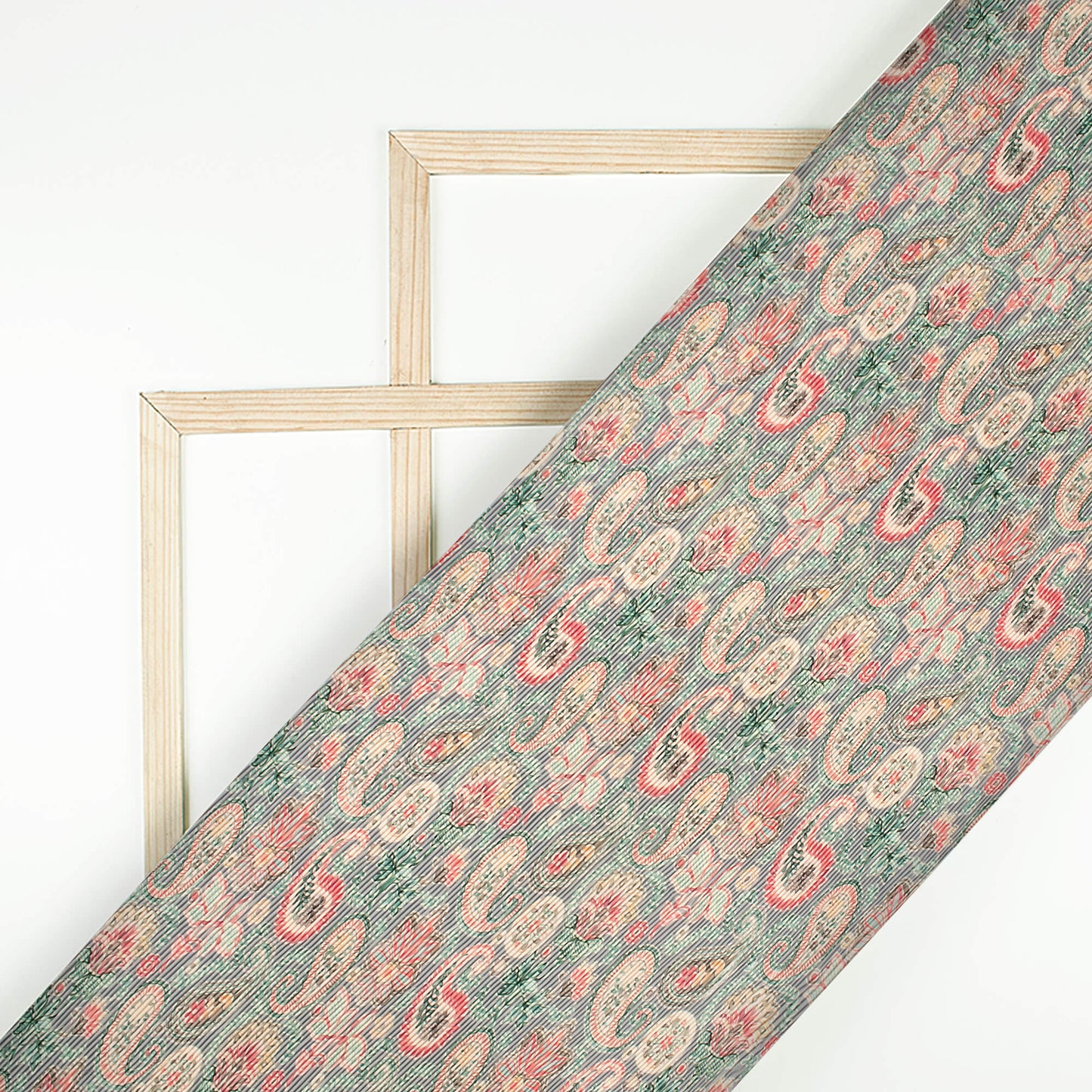Vintage Paisley Pleated Imported Satin Fabric