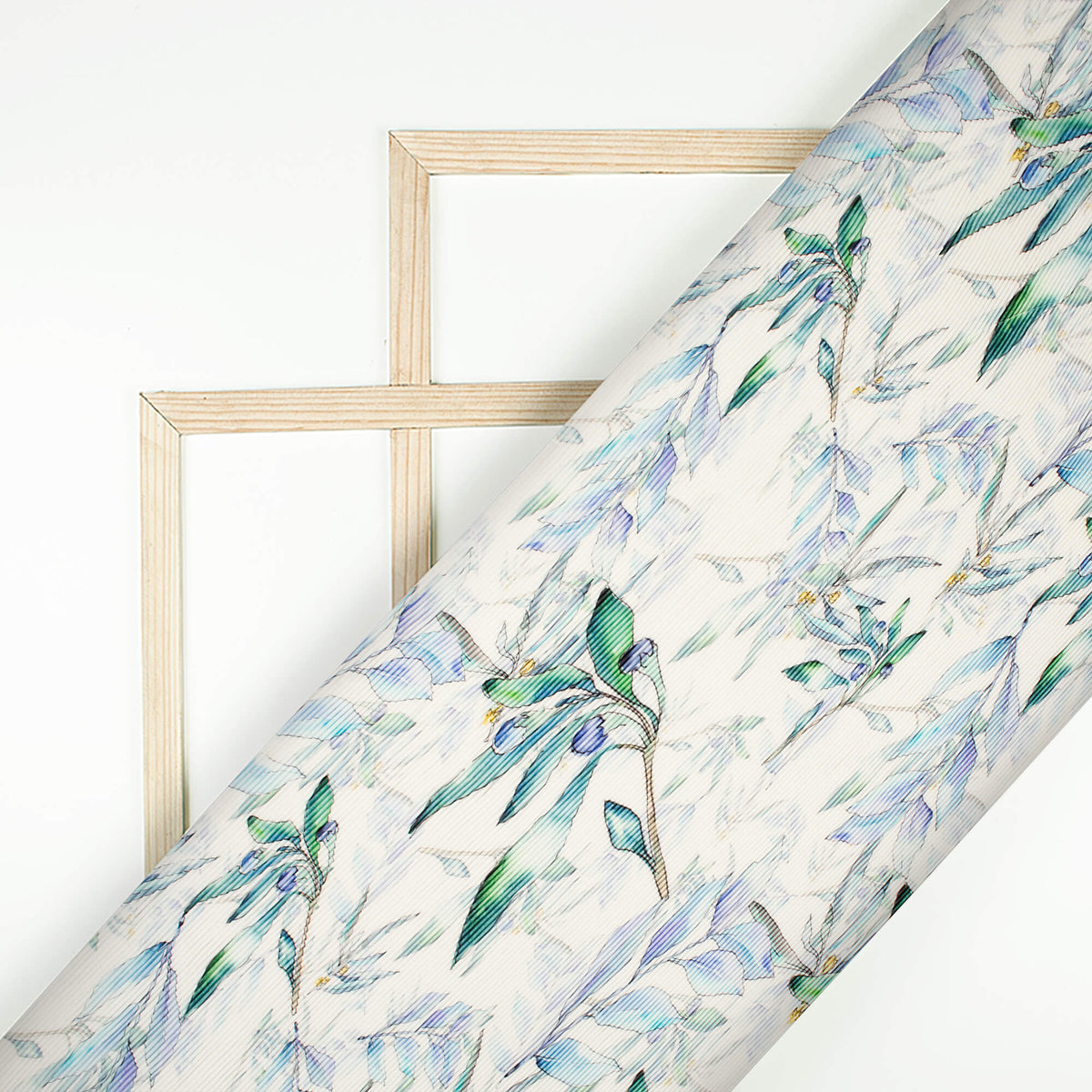 Creamy Leafage Pleated Imported Satin Fabric