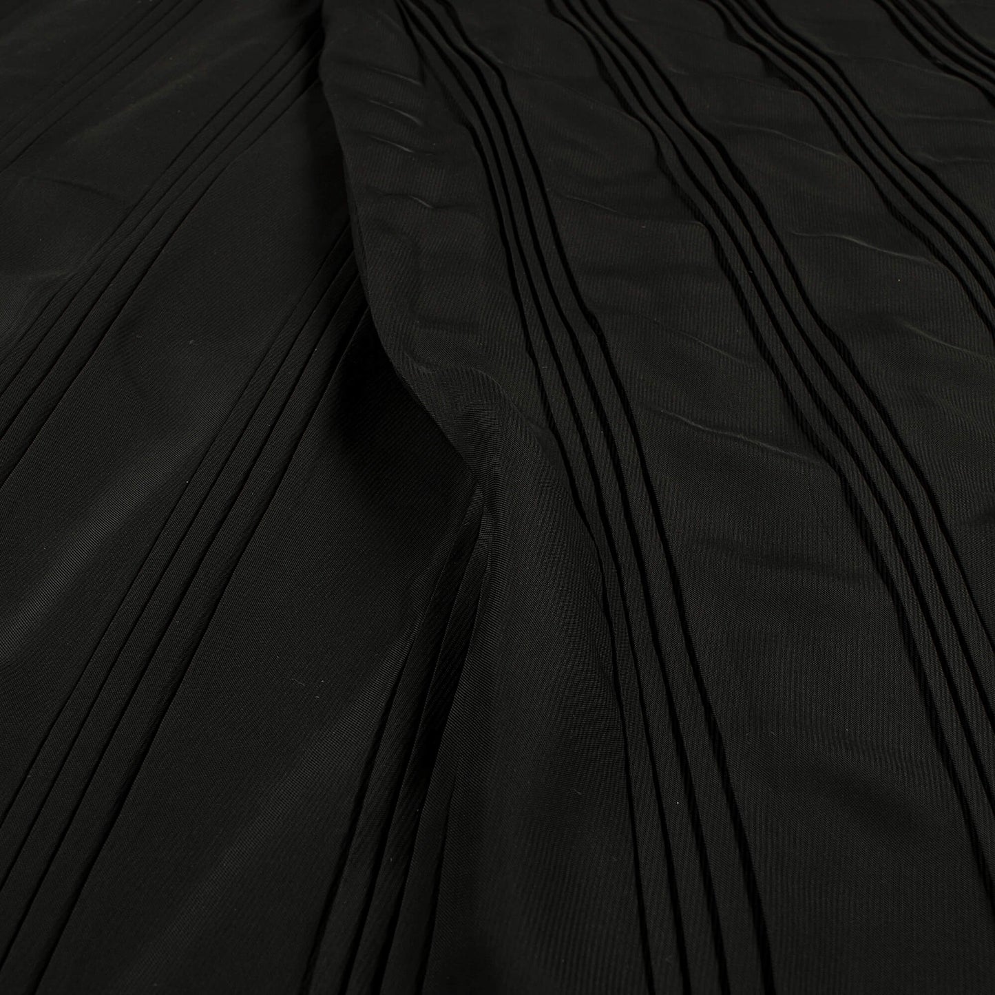 Black Plain Half Pleated Imported Satin Fabric