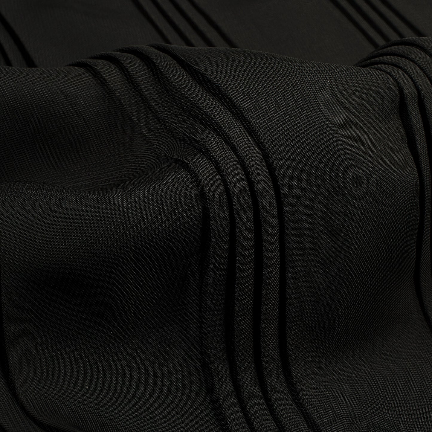 Black Plain Half Pleated Imported Satin Fabric