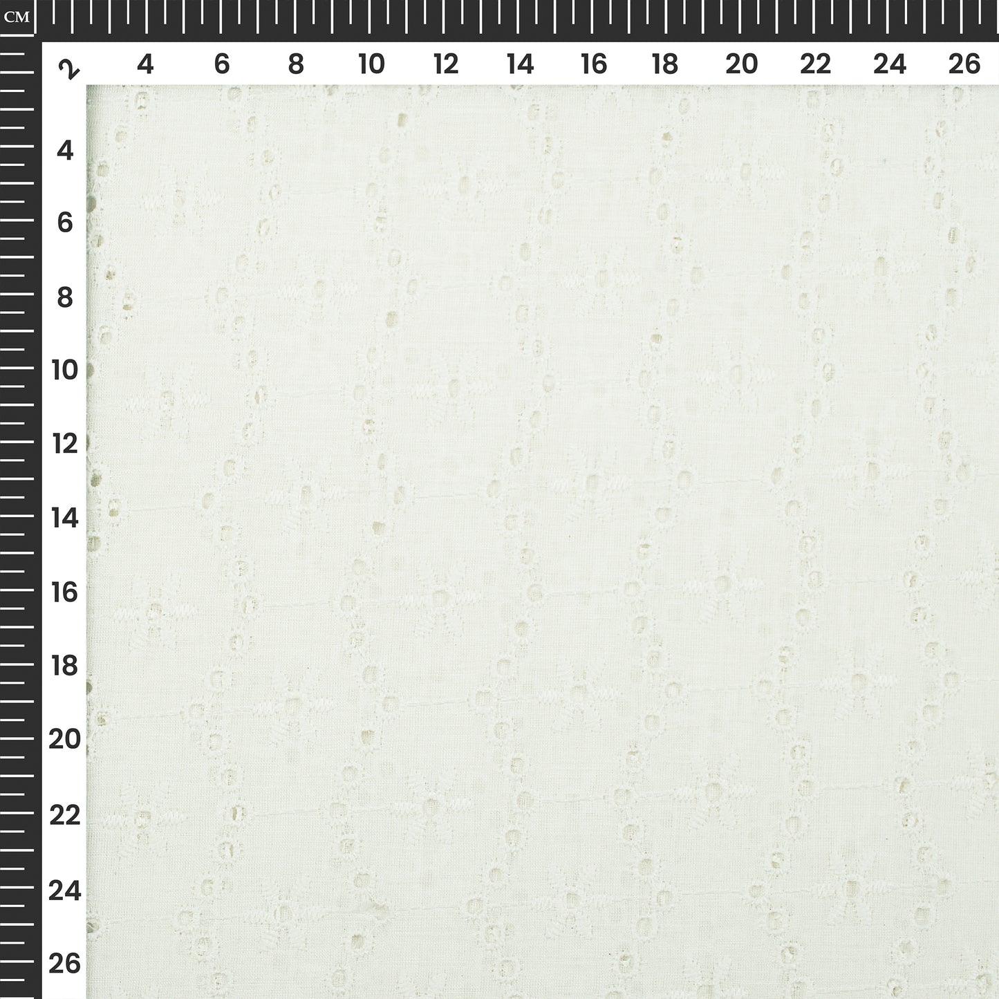 Floral White Premium Schiffli Embroidery Dyeable Cotton Fabric (Width 52 Inches)