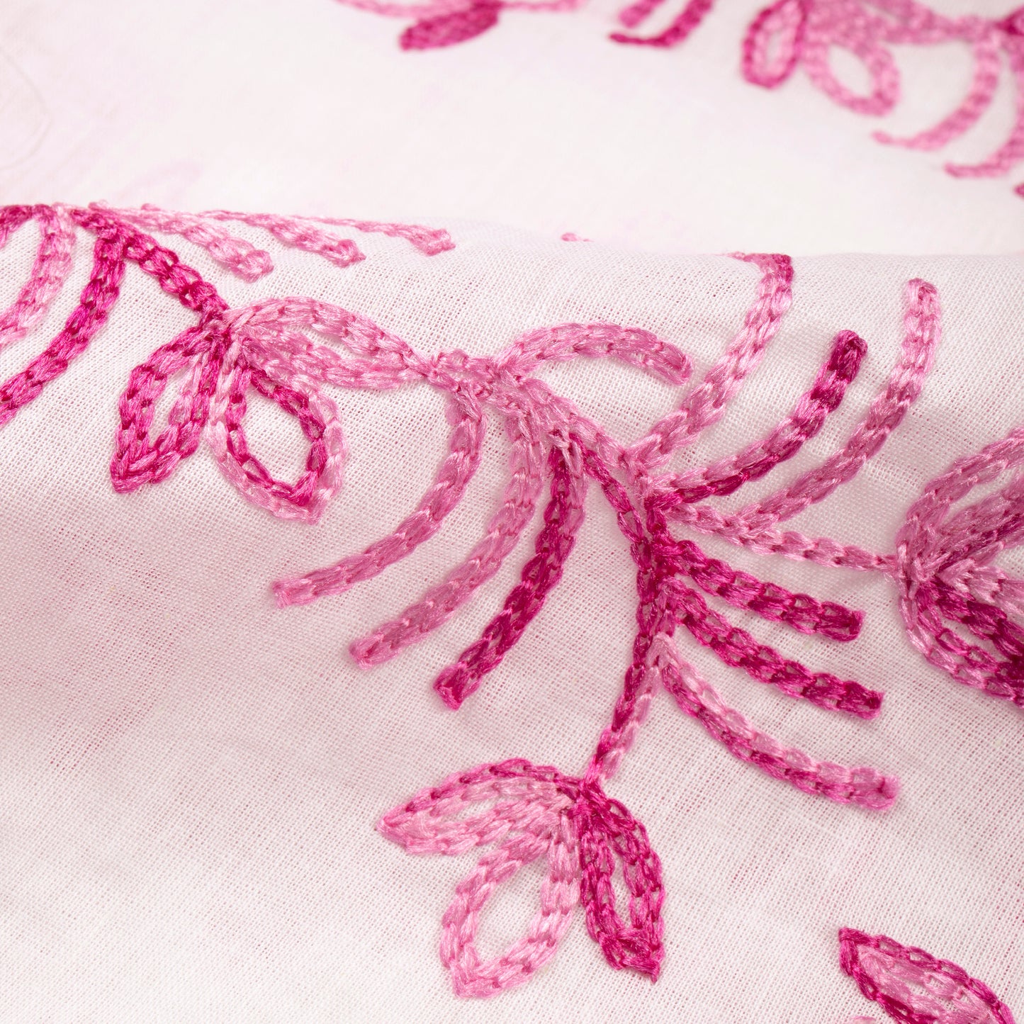 Beautiful Thread Leaf Embroidery Work On Cotton Fabric