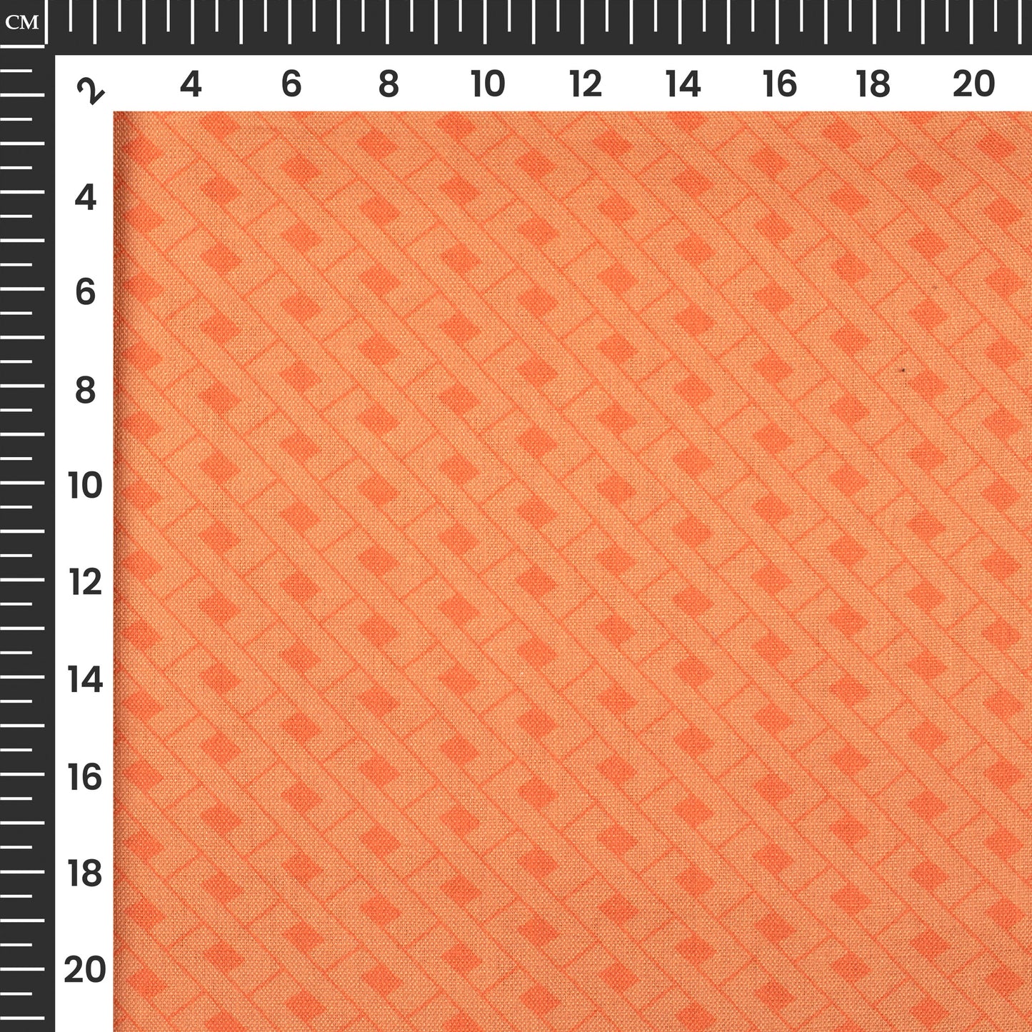 Fire Orange Geometric Digital Print Linen Textured Fabric (Width 56 Inches)