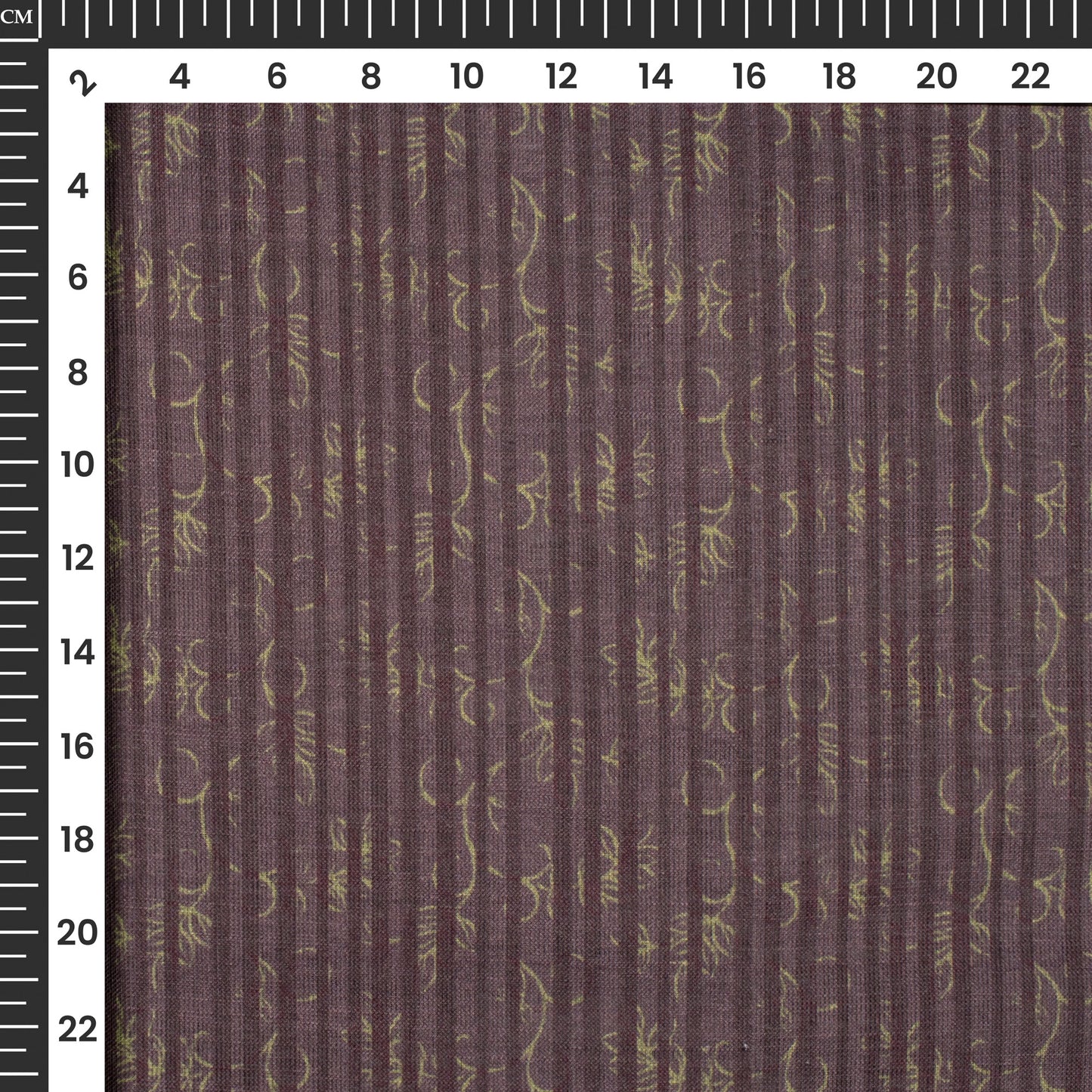 Walnut Brown And Yellow Stripes Digital Print Linen Texture Fabric(Width 56 Inches)