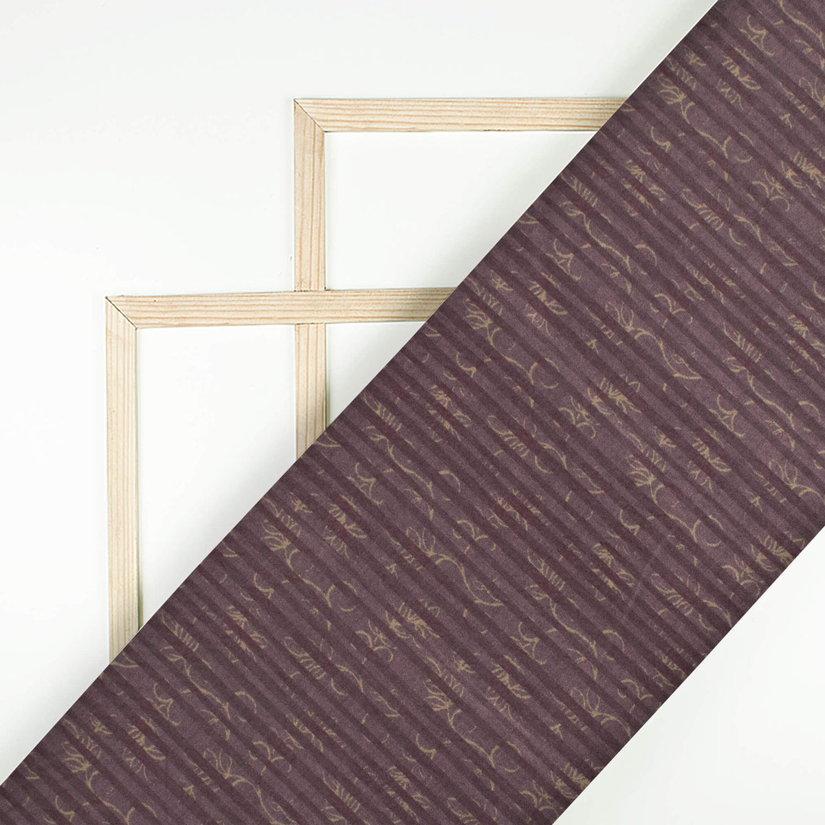 Walnut Brown Stripes Digital Print Chanderi Fabric(Width 56 Inches)
