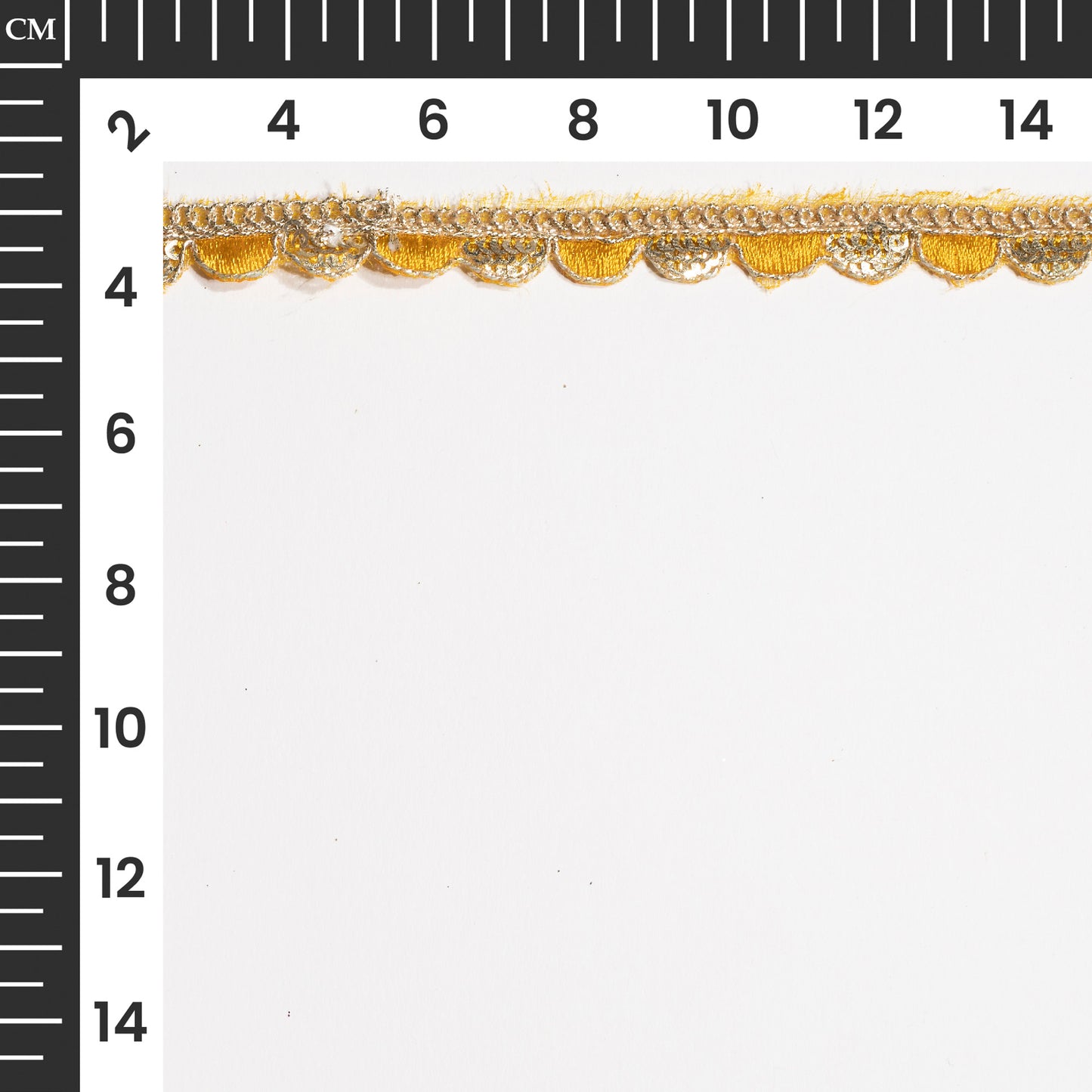 Mustard Resham Thread and Sequins Scalloped Lace (9 Mtr)